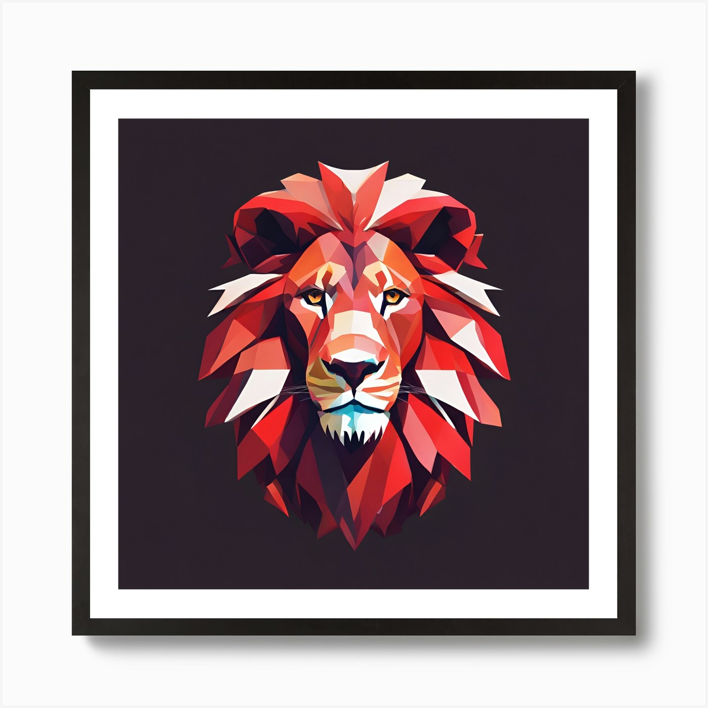 0 A Silhouette Design Of A Lion, T Framed Wall Art Poster Canvas Print Picture