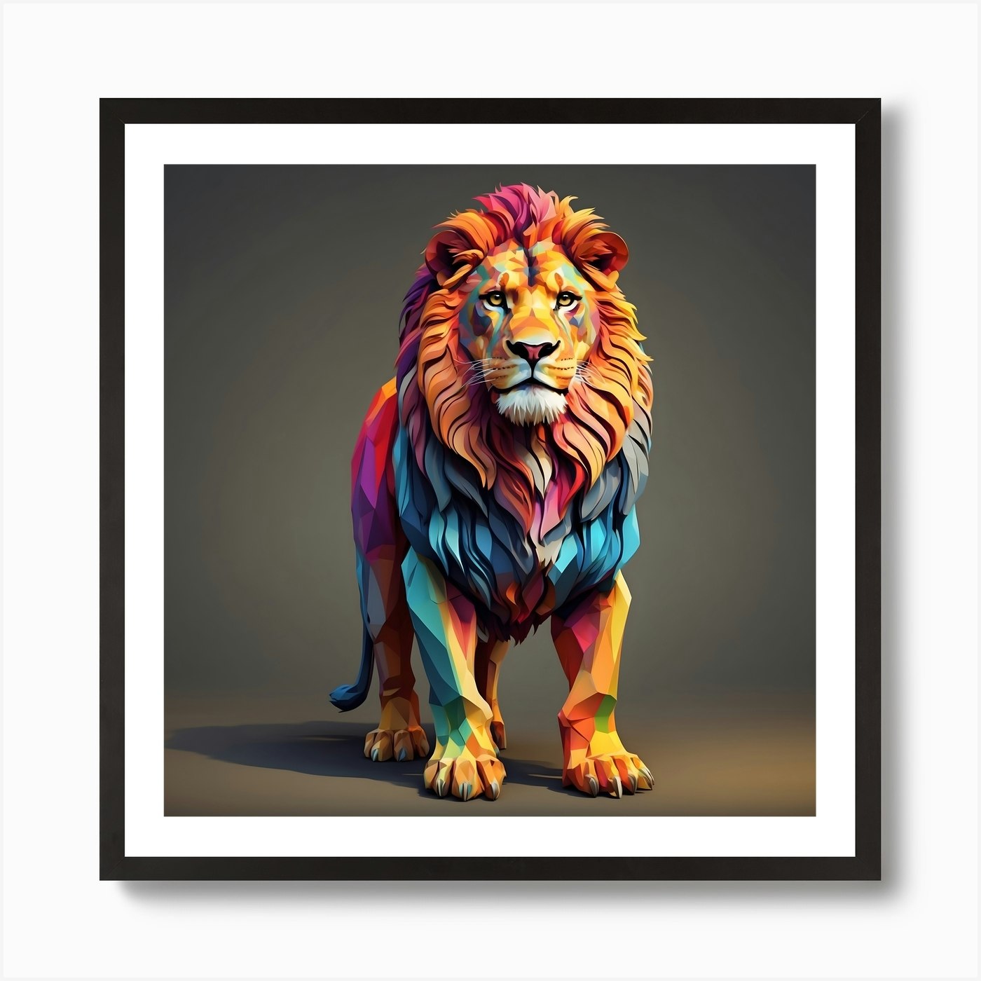 Polygonal Lion Art Print Framed Wall Art Poster Canvas Print Picture