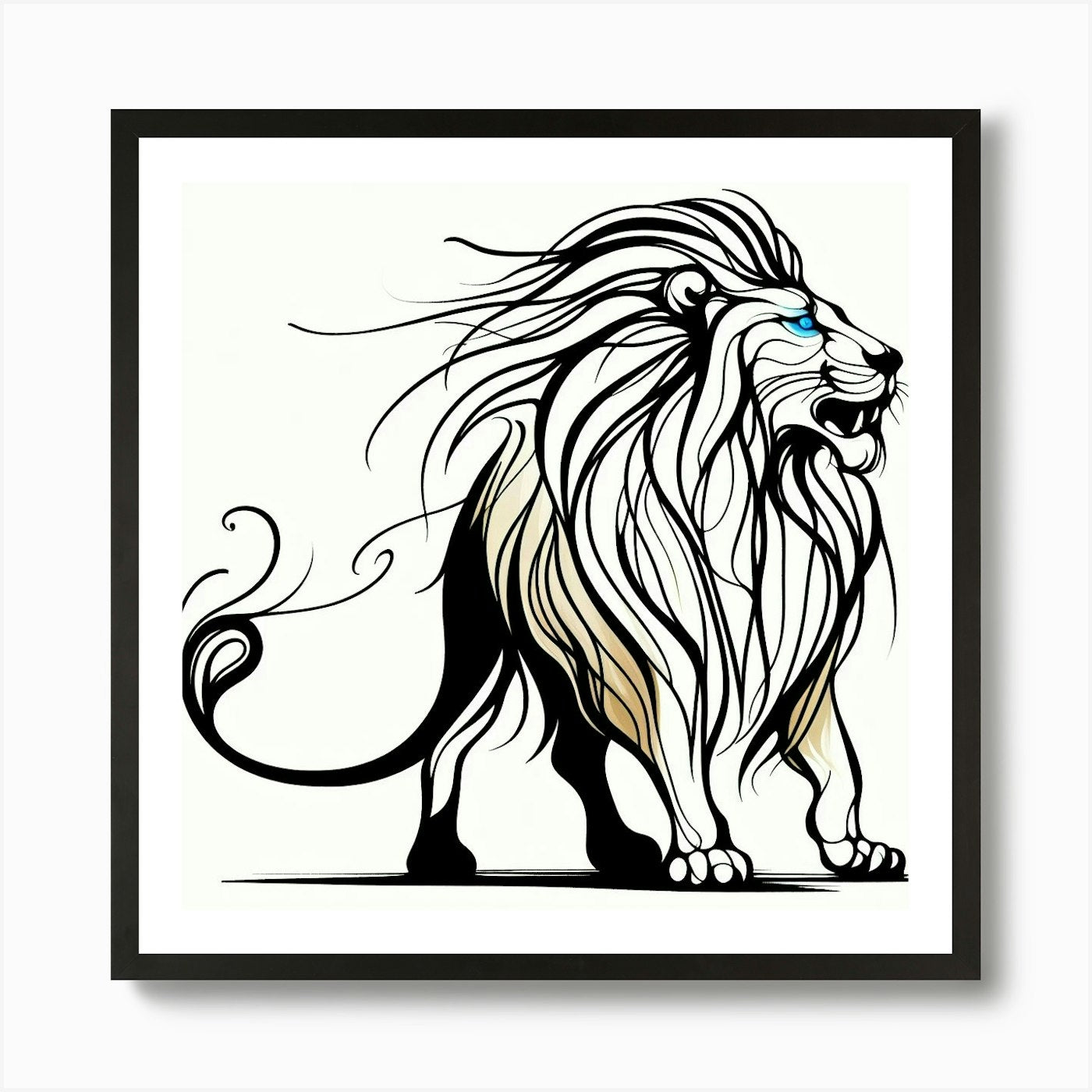 Lion Tattoo 1 Art Print Framed Wall Art Poster Canvas Print Picture