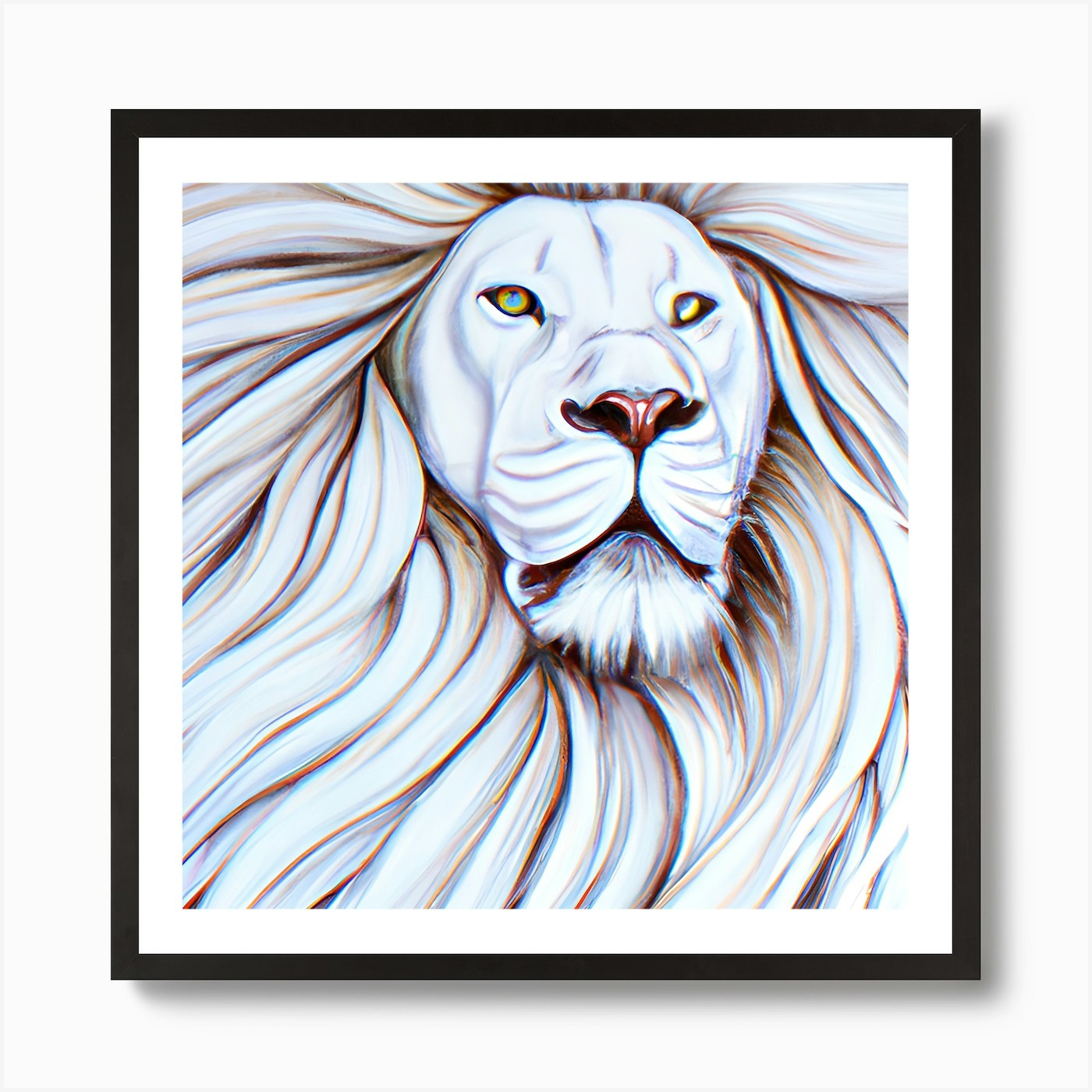 White Lion Art Print Framed Wall Art Poster Canvas Print Picture