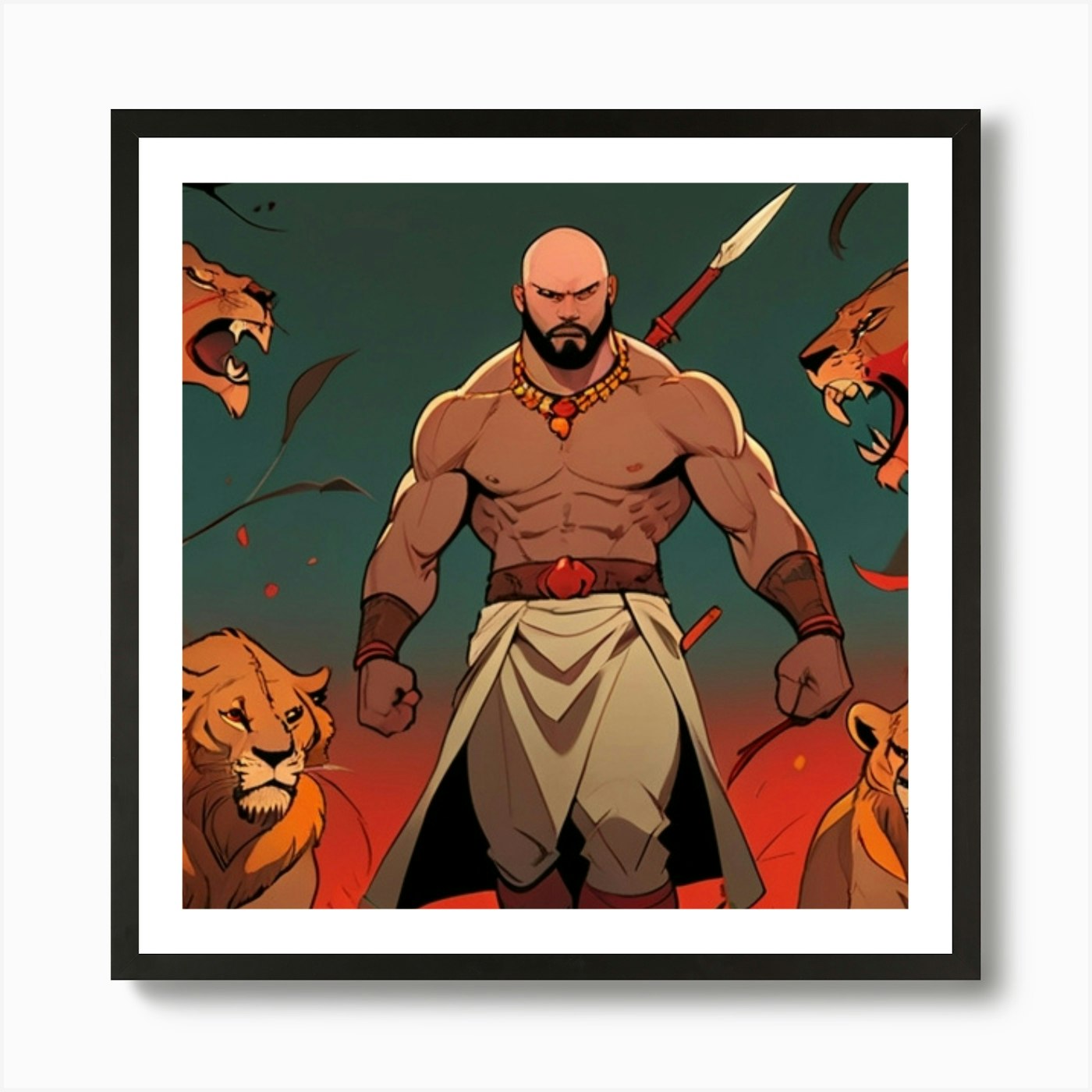 King Of Lions Art Print Framed Wall Art Poster Canvas Print Picture