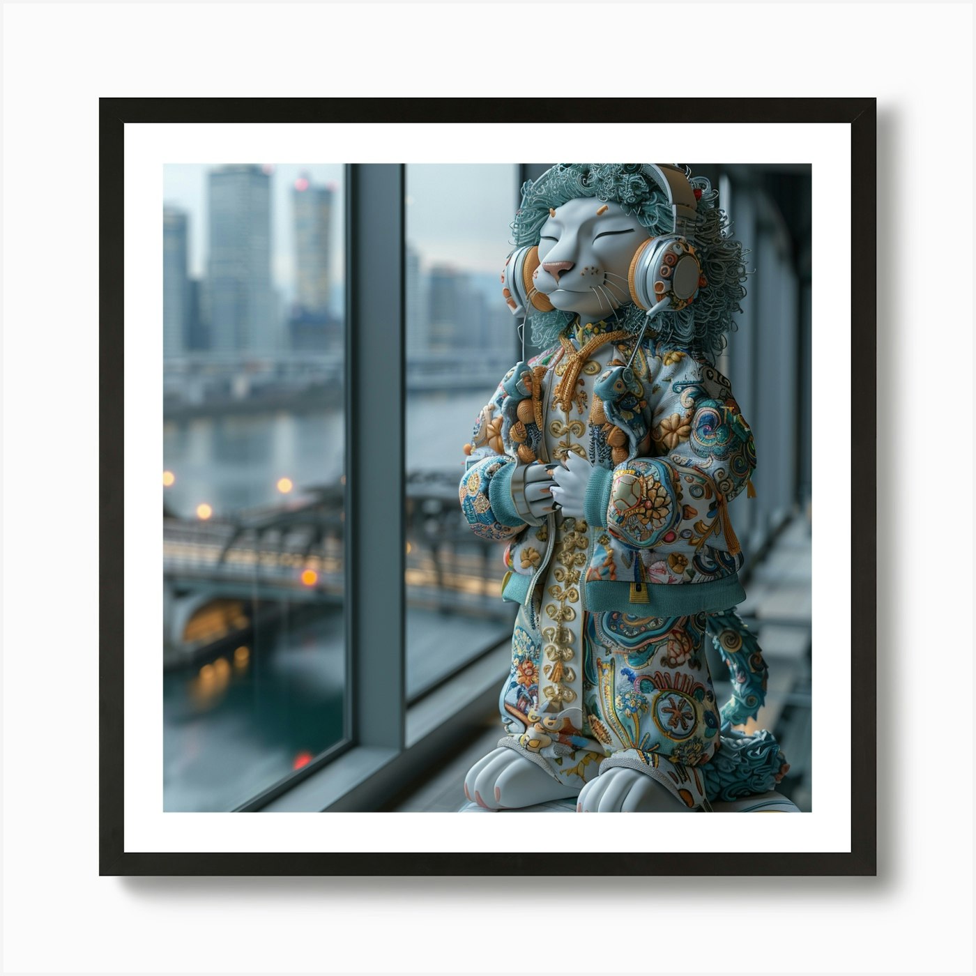 Chinese Lion Art Print Framed Wall Art Poster Canvas Print Picture