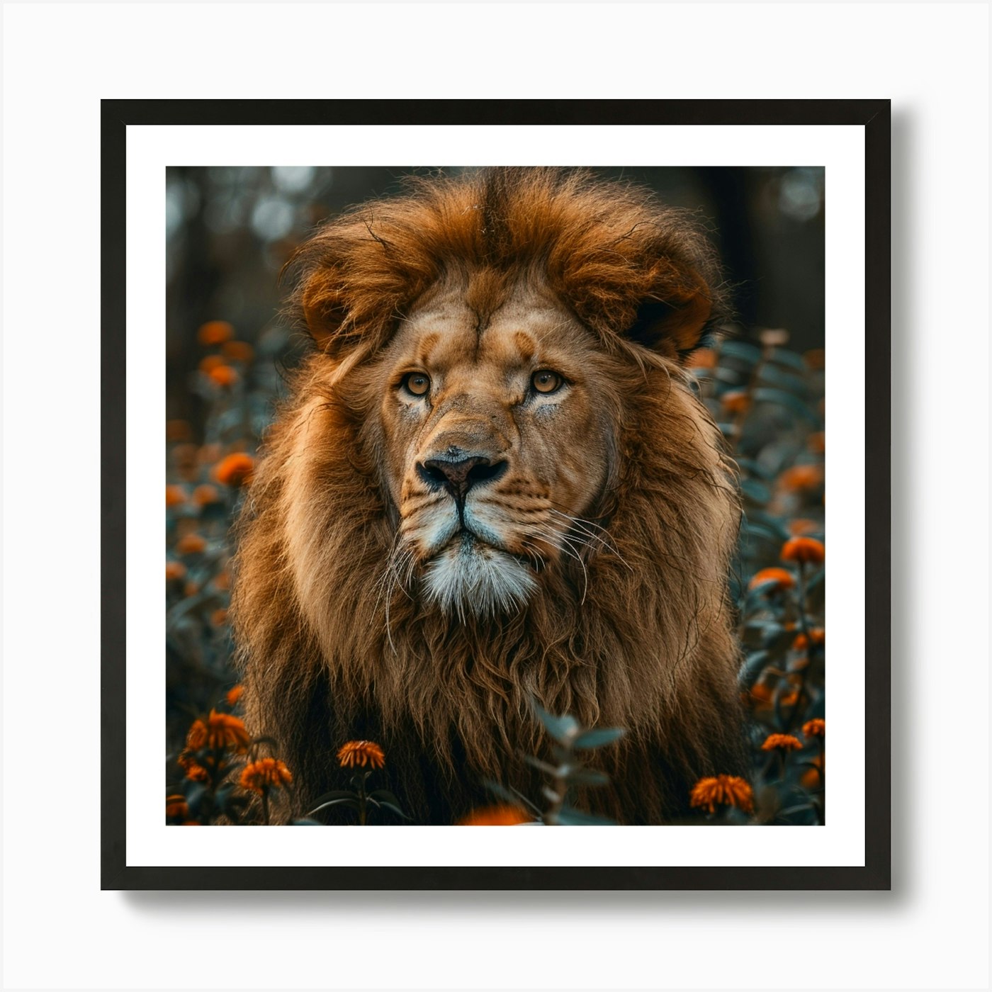 Lion In The Forest 2 Art Print Framed Wall Art Poster Canvas Print Picture
