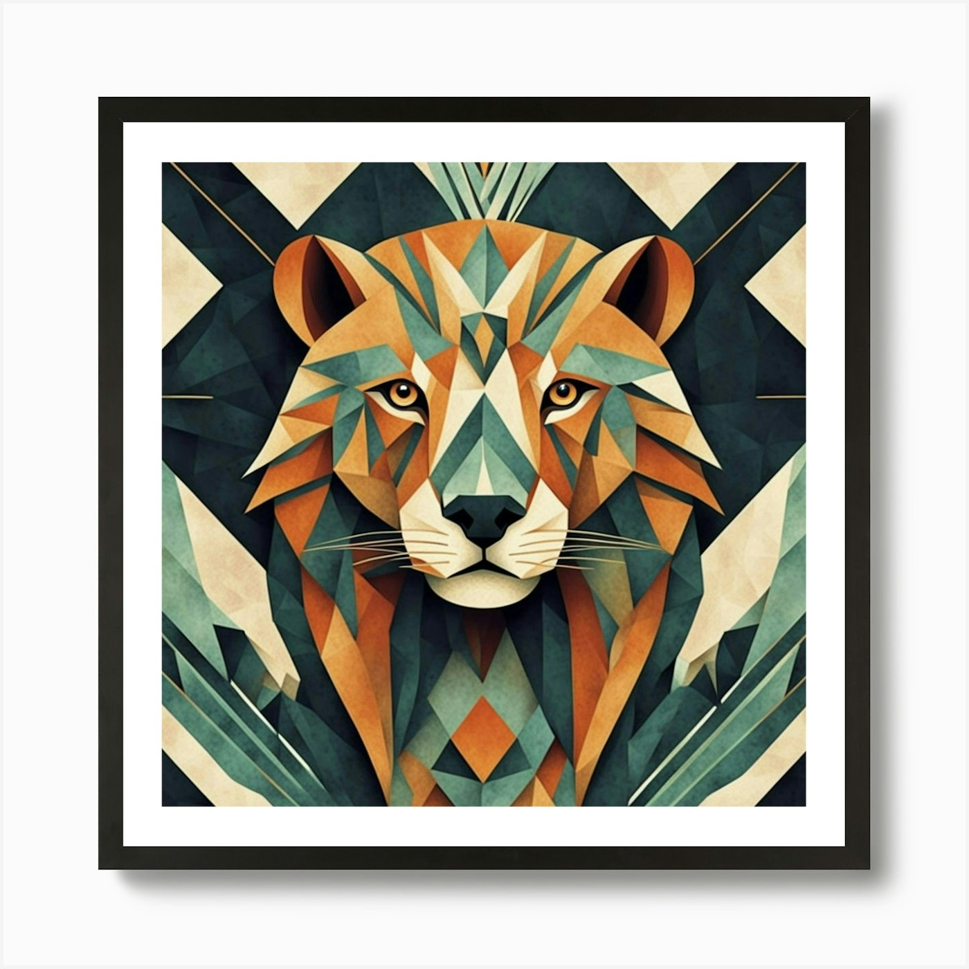 Geometric Lion Art Print Framed Wall Art Poster Canvas Print Picture