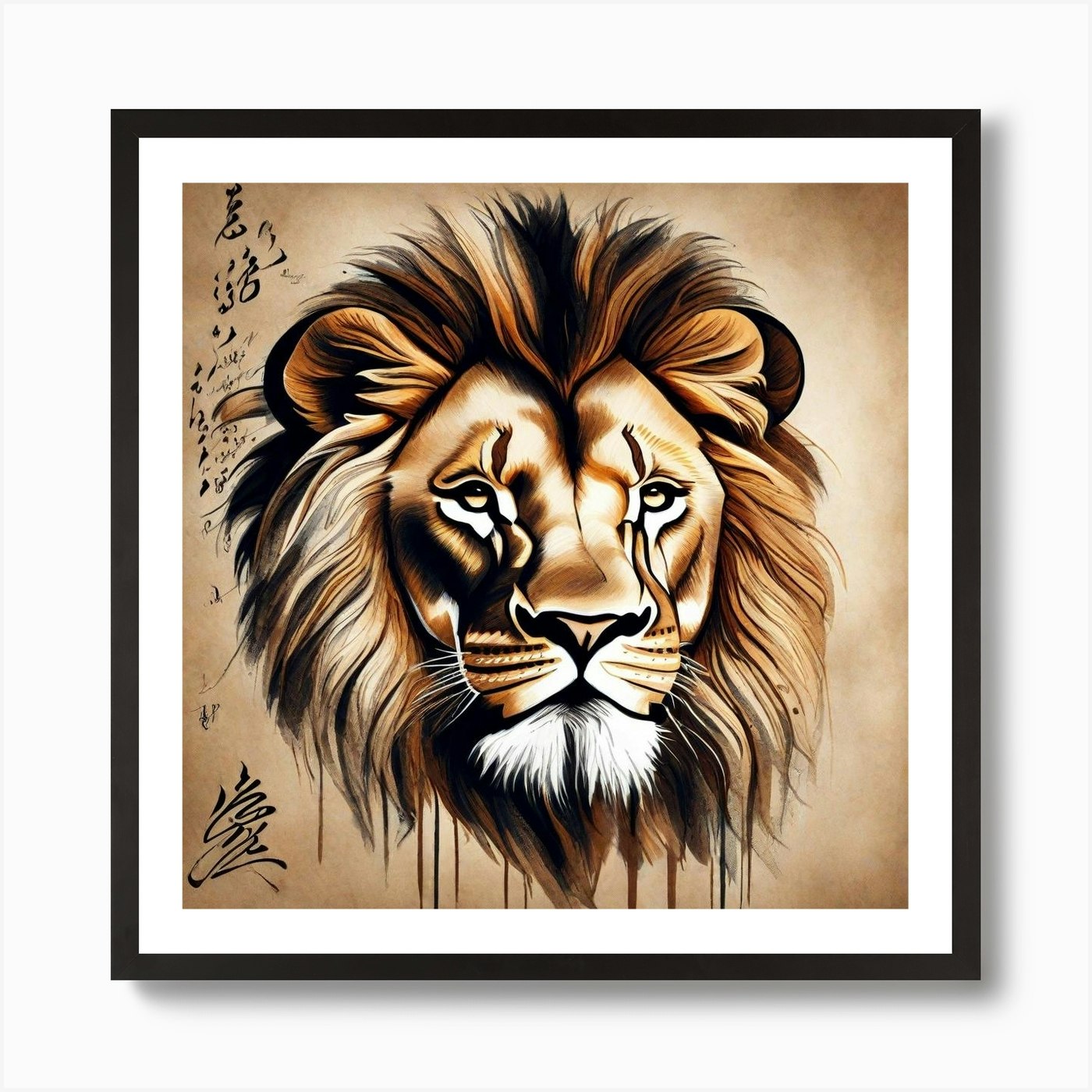 Lion Tattoo Design Art Print Framed Wall Art Poster Canvas Print Picture