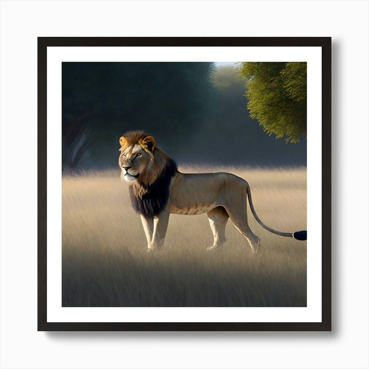 Lion In The Grass 2 Art Print Framed Wall Art Poster Canvas Print Picture