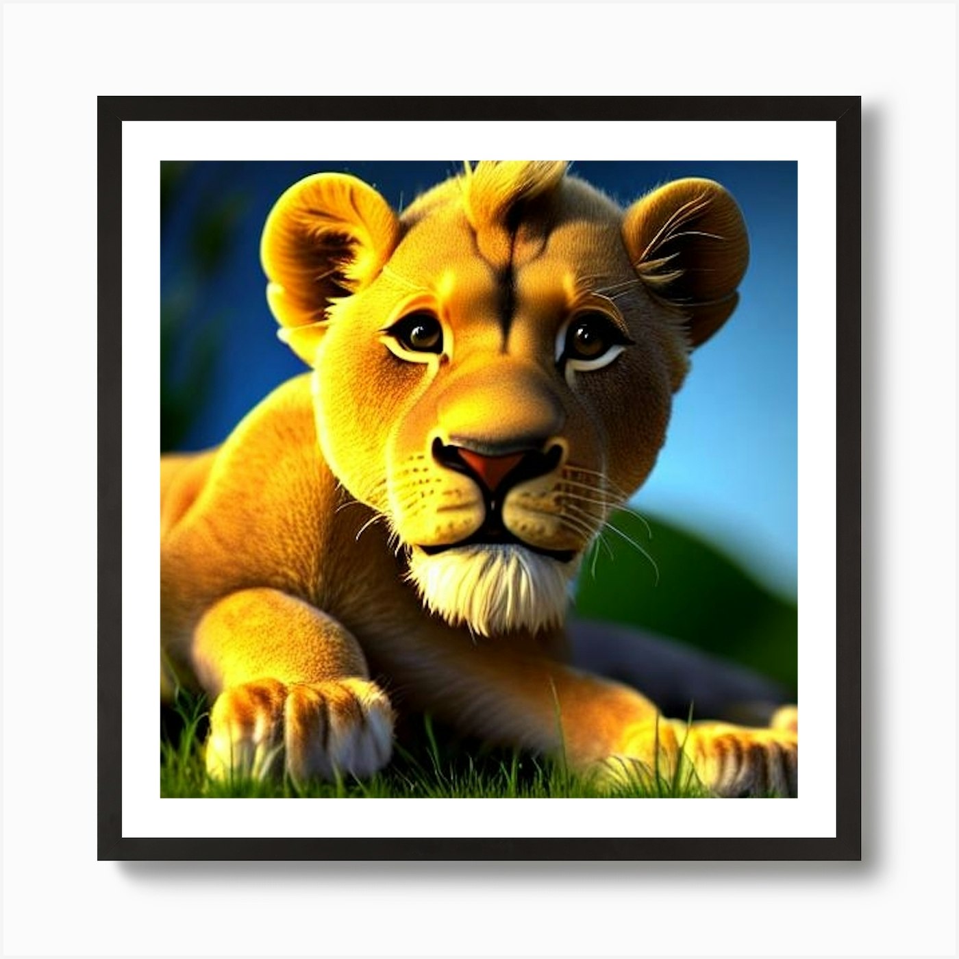 Lion Cub 1 Art Print Framed Wall Art Poster Canvas Print Picture