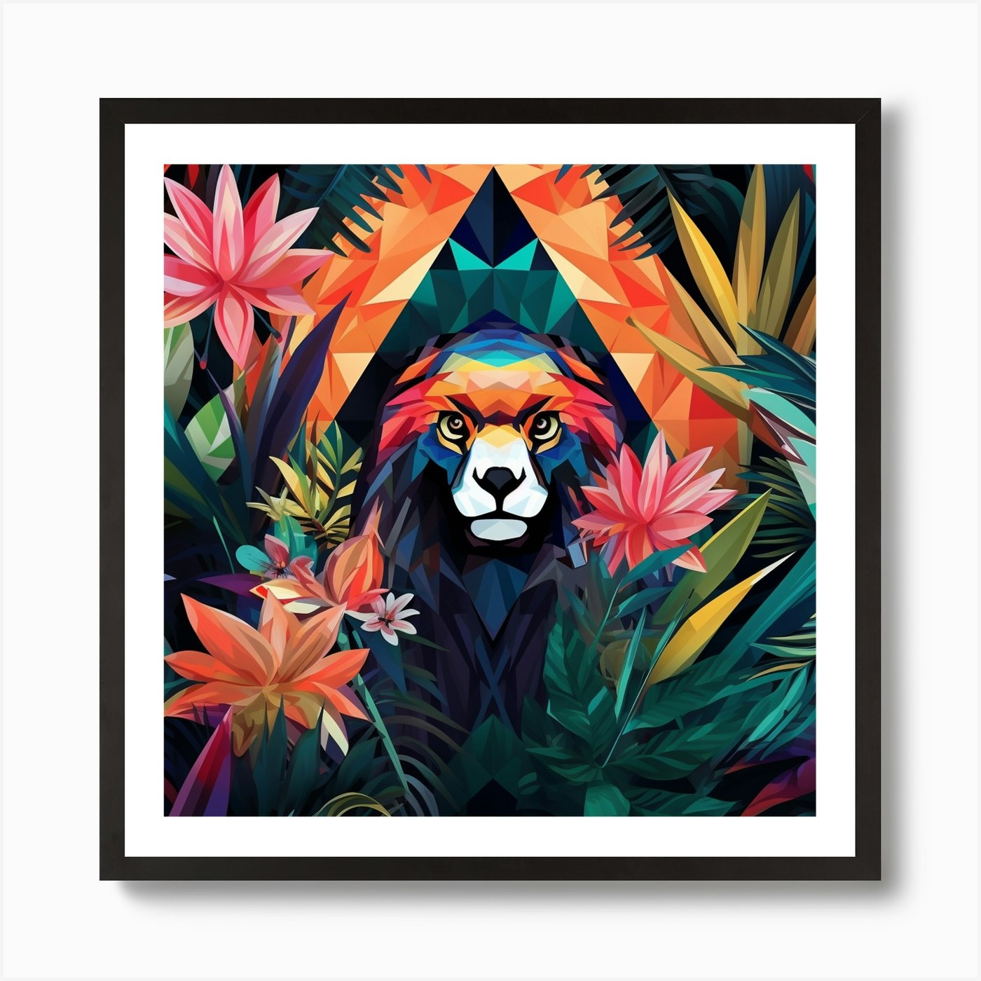 Lion In The Jungle 6 Art Print Framed Wall Art Poster Canvas Print Picture