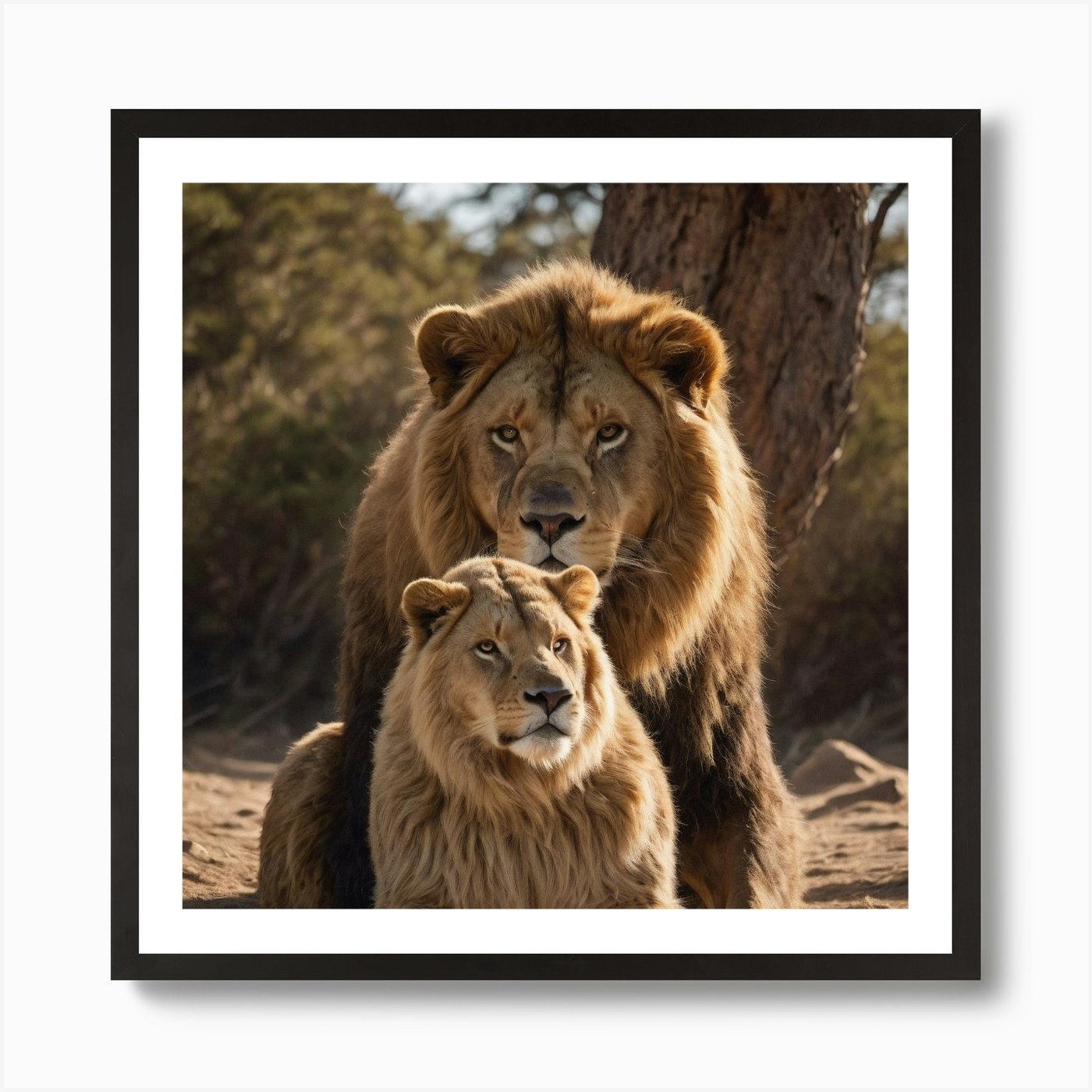 Lions Art Print Framed Wall Art Poster Canvas Print Picture