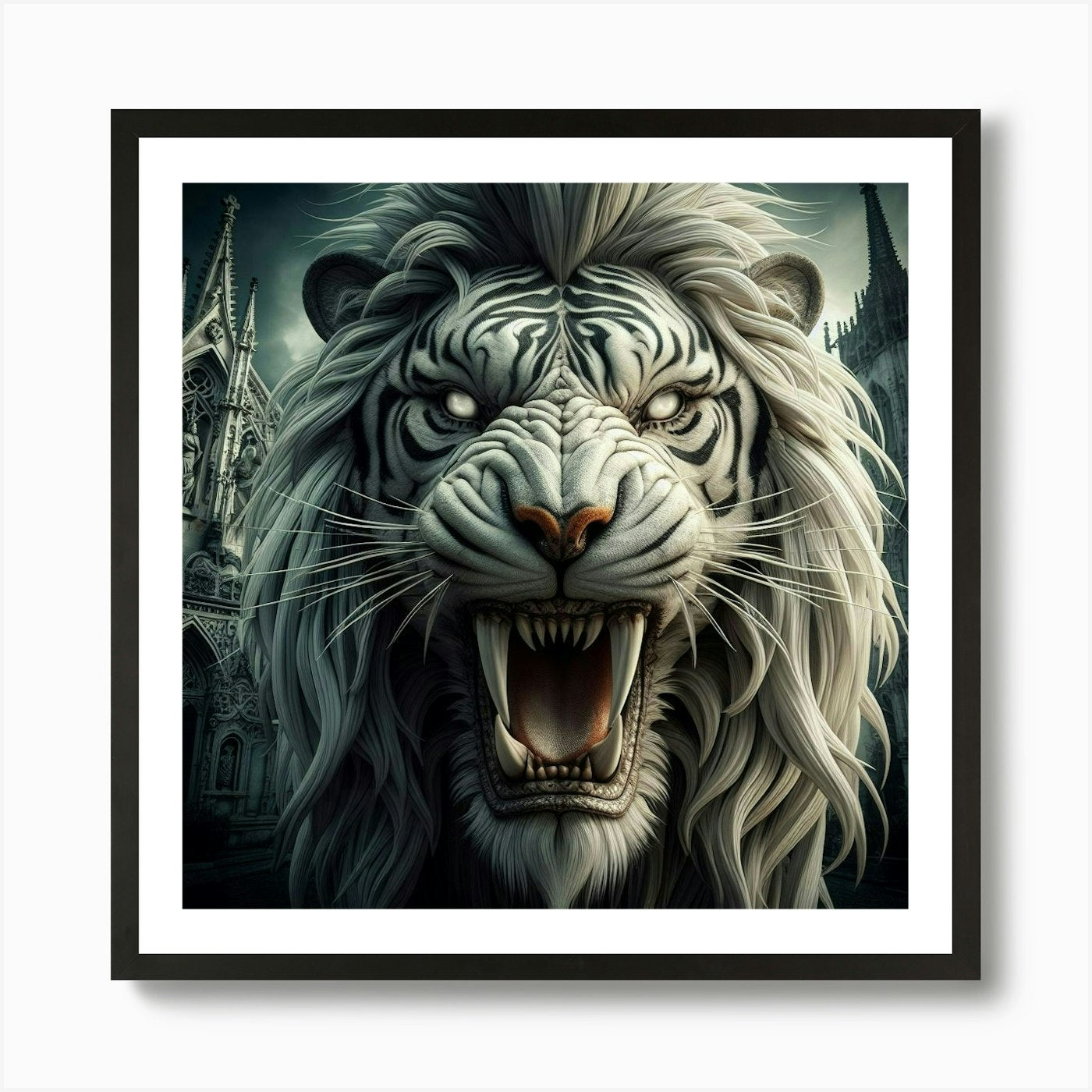 White Lion Art Print Framed Wall Art Poster Canvas Print Picture