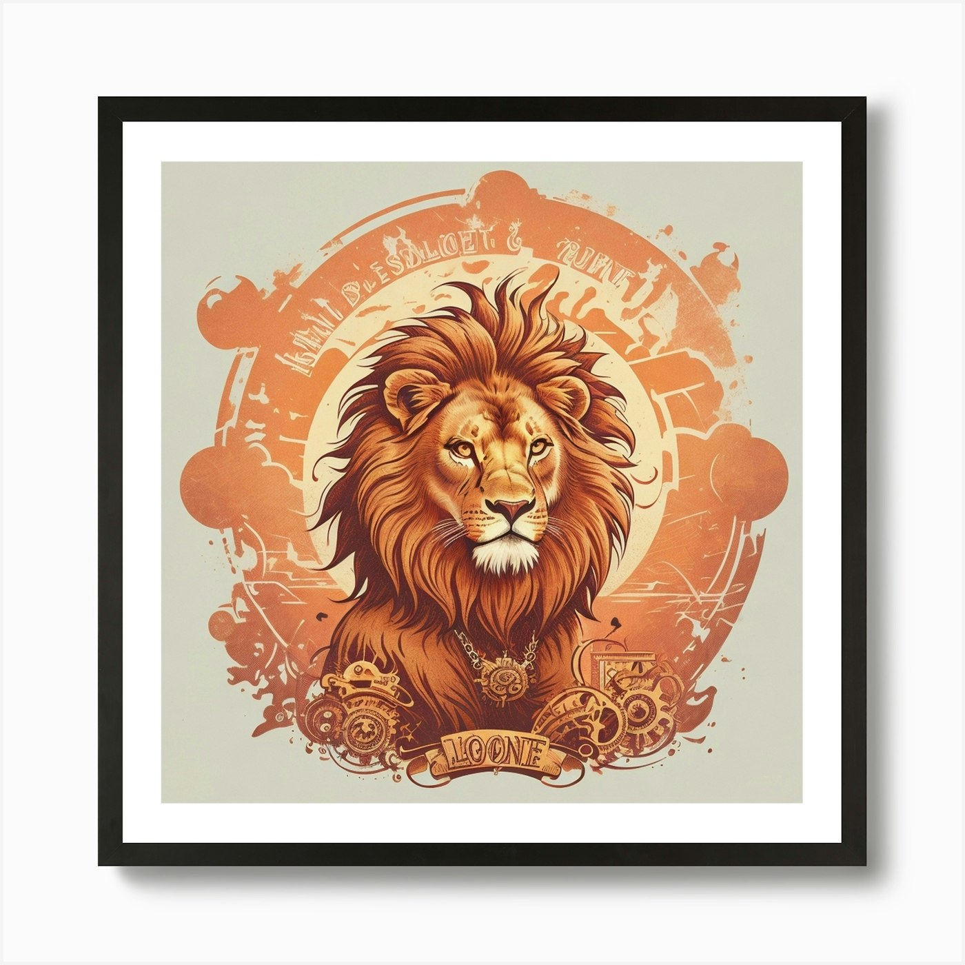 Steampunk Lion 1 Art Print Framed Wall Art Poster Canvas Print Picture