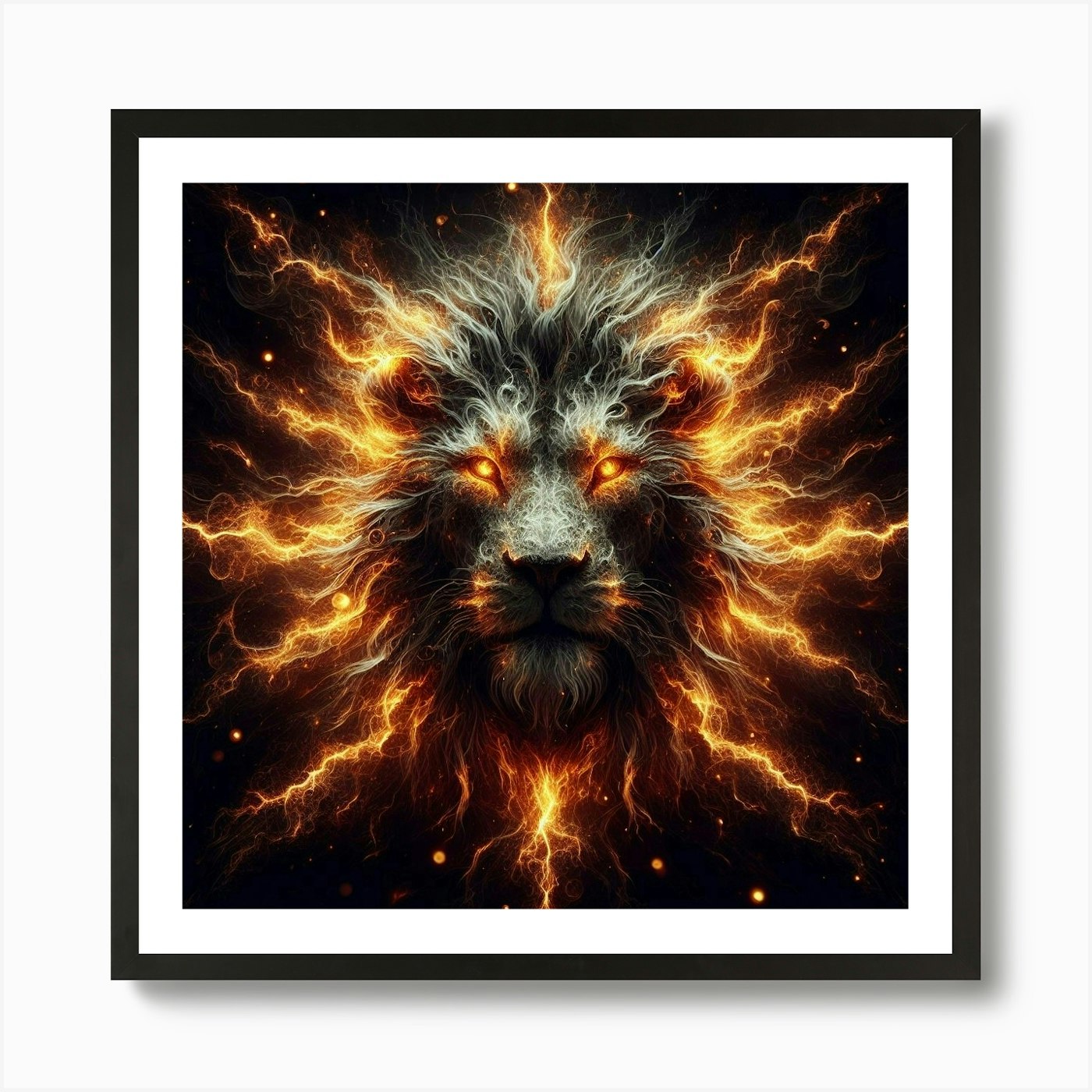 Fire Lion 2 Art Print Framed Wall Art Poster Canvas Print Picture