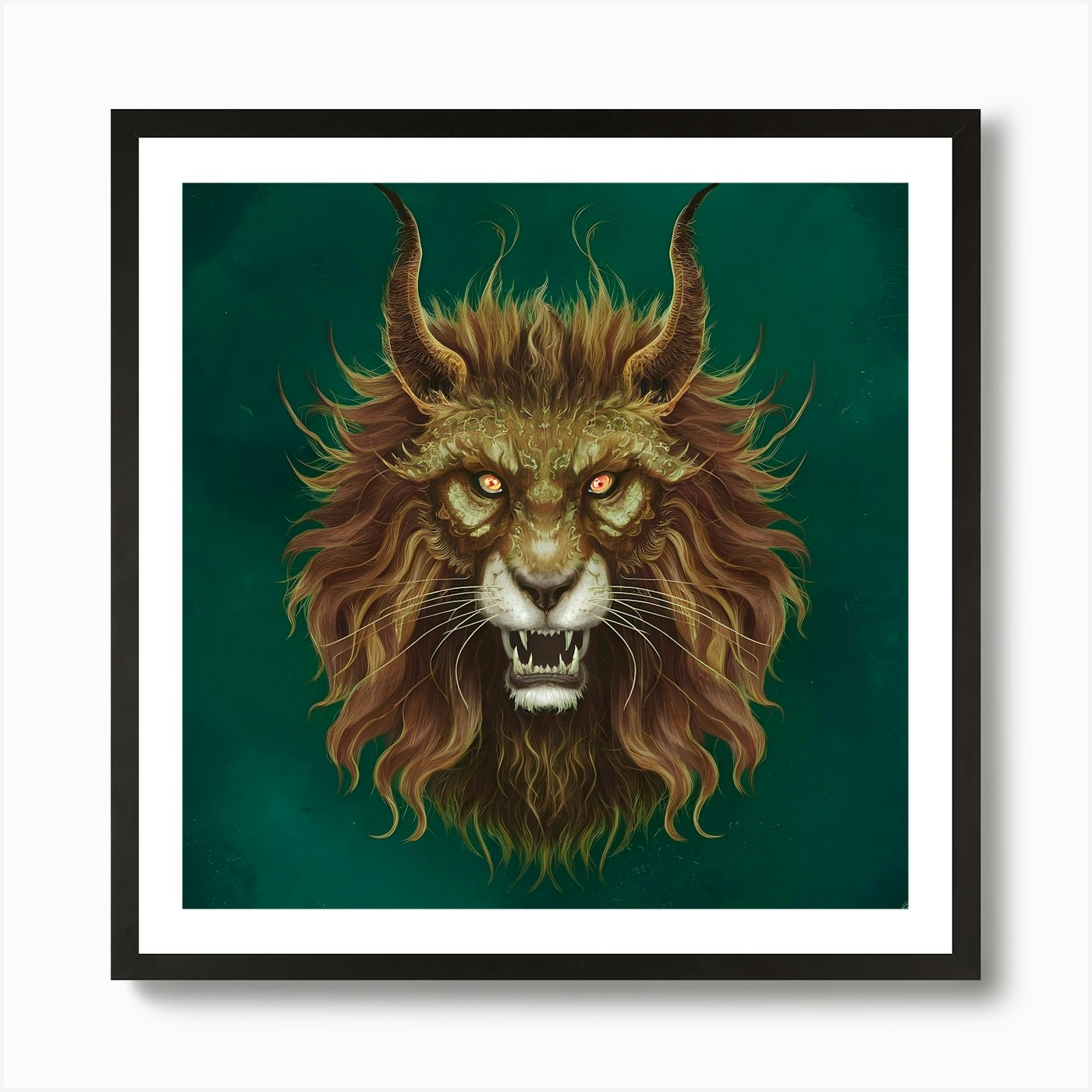 Mythical Lion S Fury Art Print Framed Wall Art Poster Canvas Print Picture