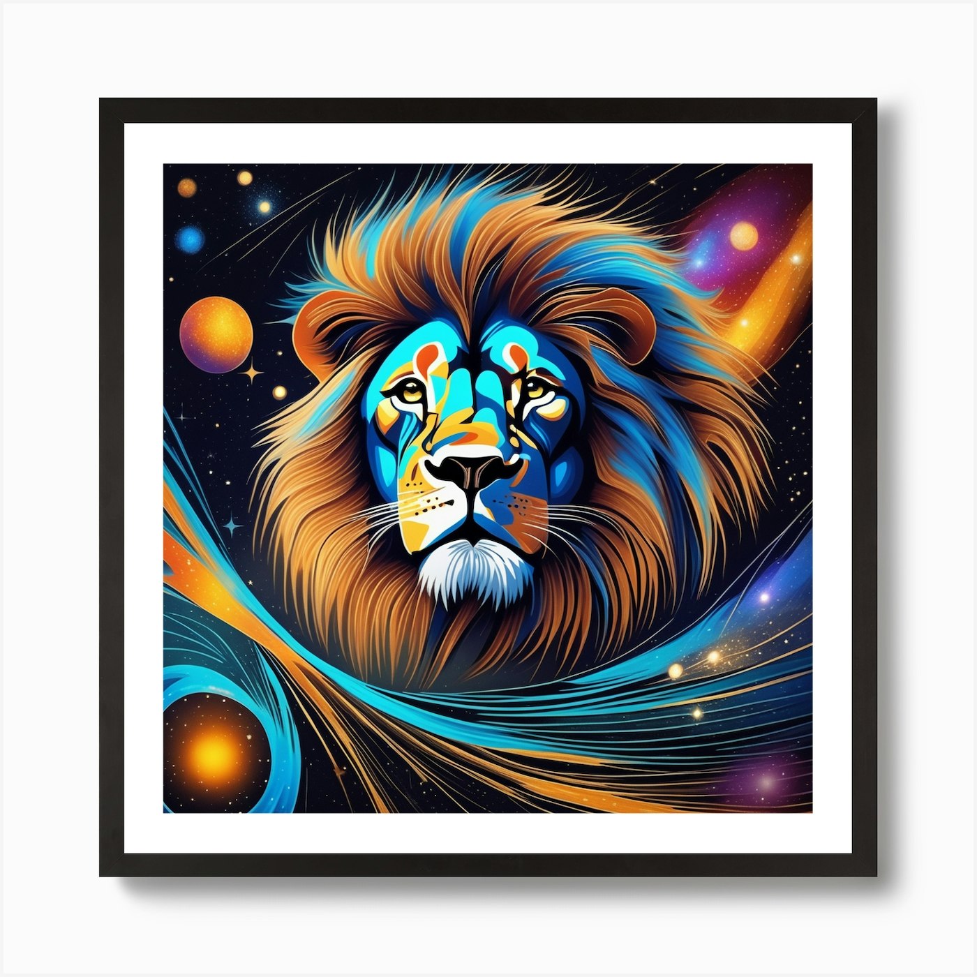 Galaxy Lion Art Print Framed Wall Art Poster Canvas Print Picture