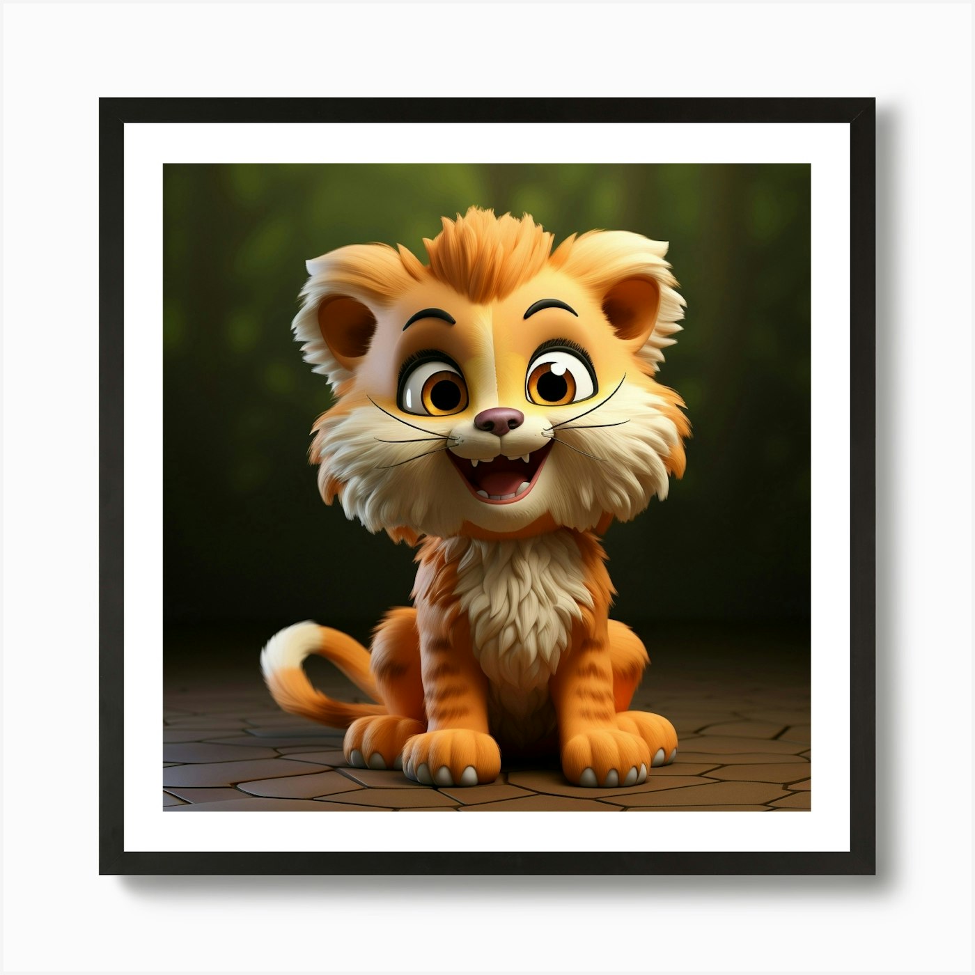 Cute Lion 1 Art Print Framed Wall Art Poster Canvas Print Picture