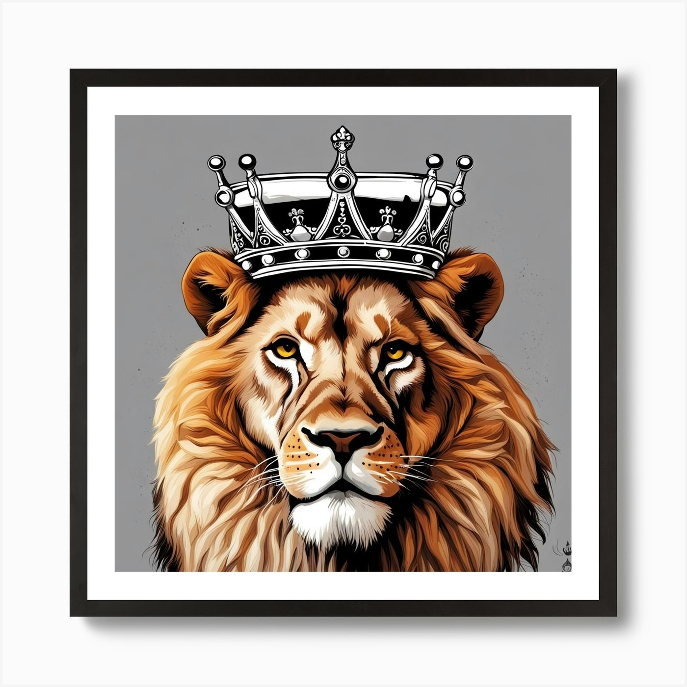 Lion With Crown Art Print Framed Wall Art Poster Canvas Print Picture
