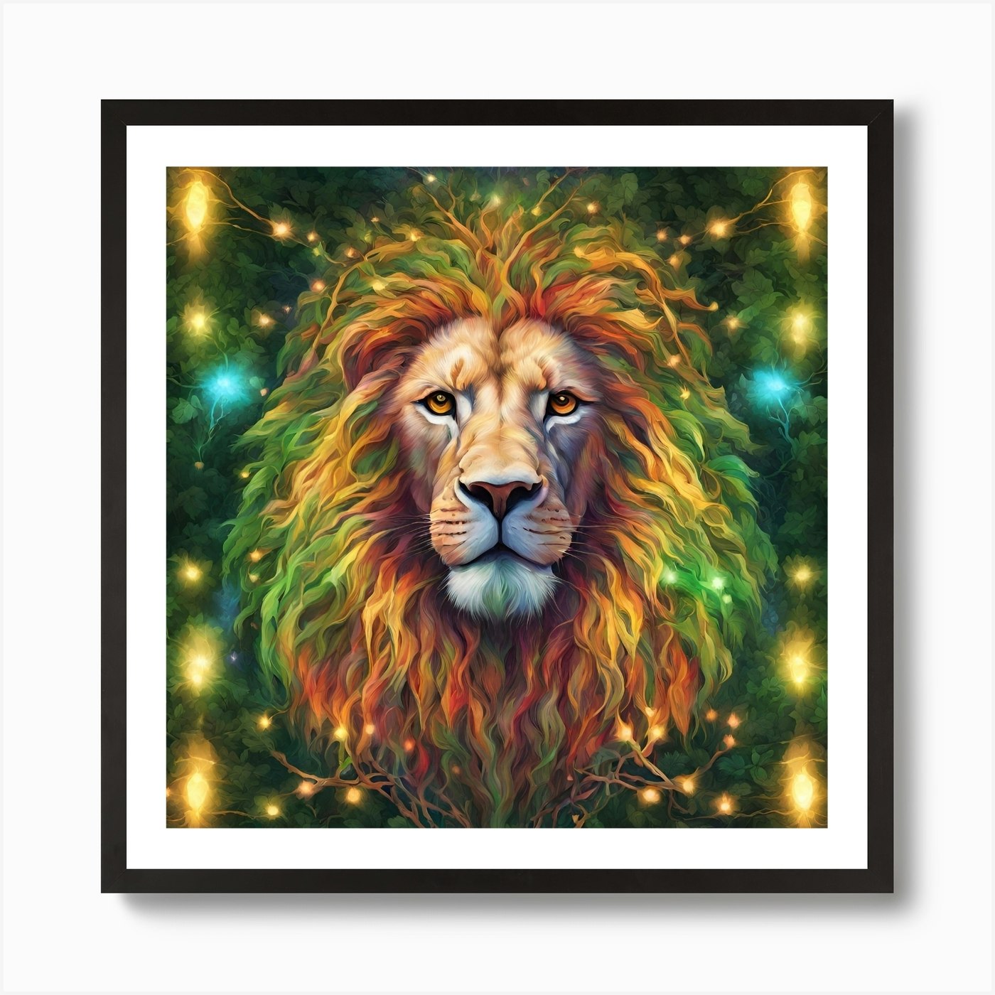 Lion Of The Forest Art Print Framed Wall Art Poster Canvas Print Picture