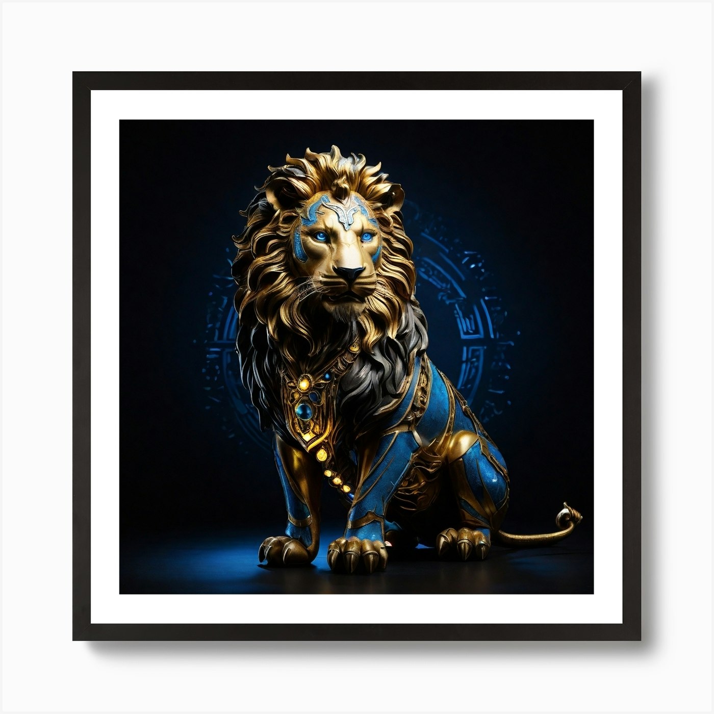 Lion Statue Art Print Framed Wall Art Poster Canvas Print Picture