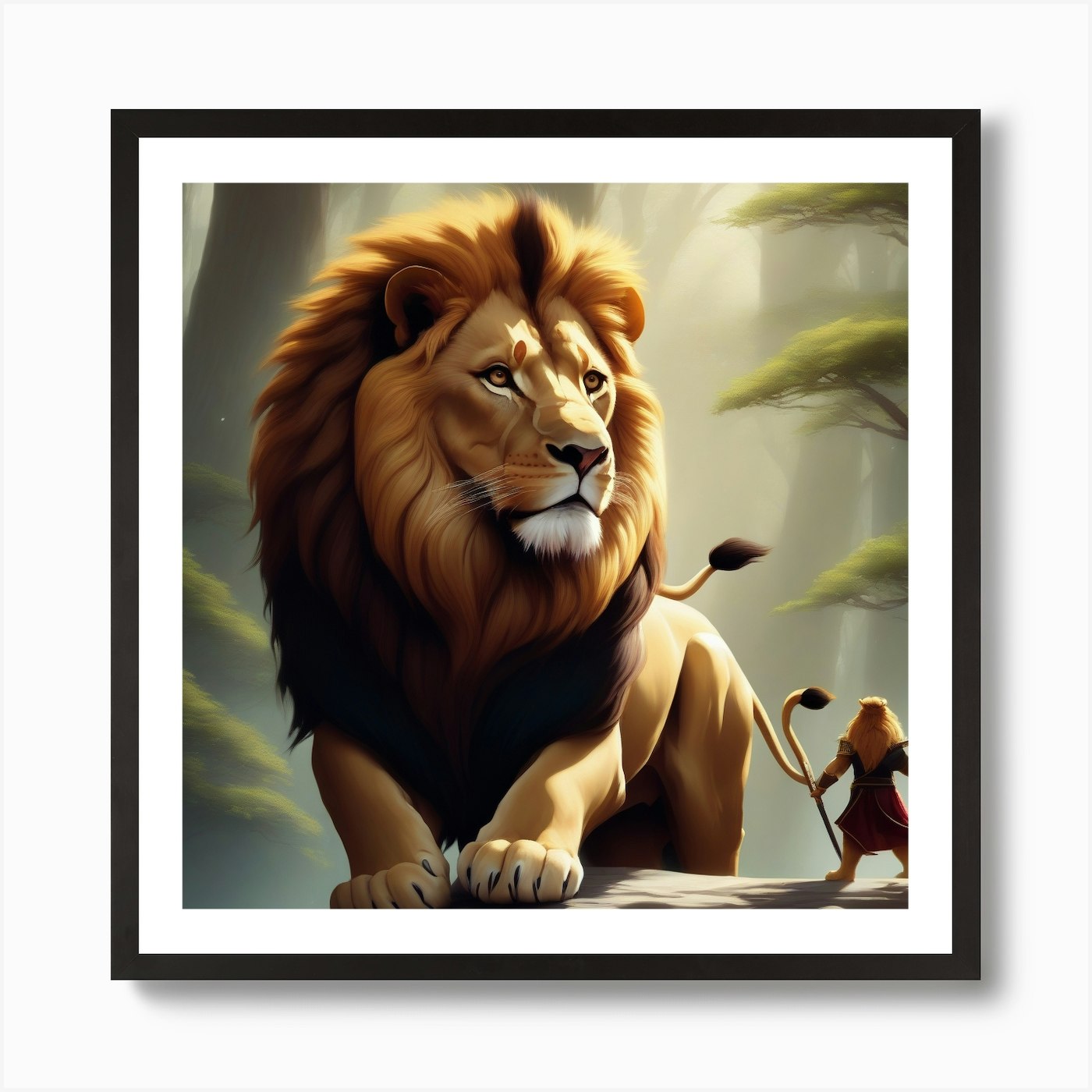 Lion And Child Art Print Framed Wall Art Poster Canvas Print Picture
