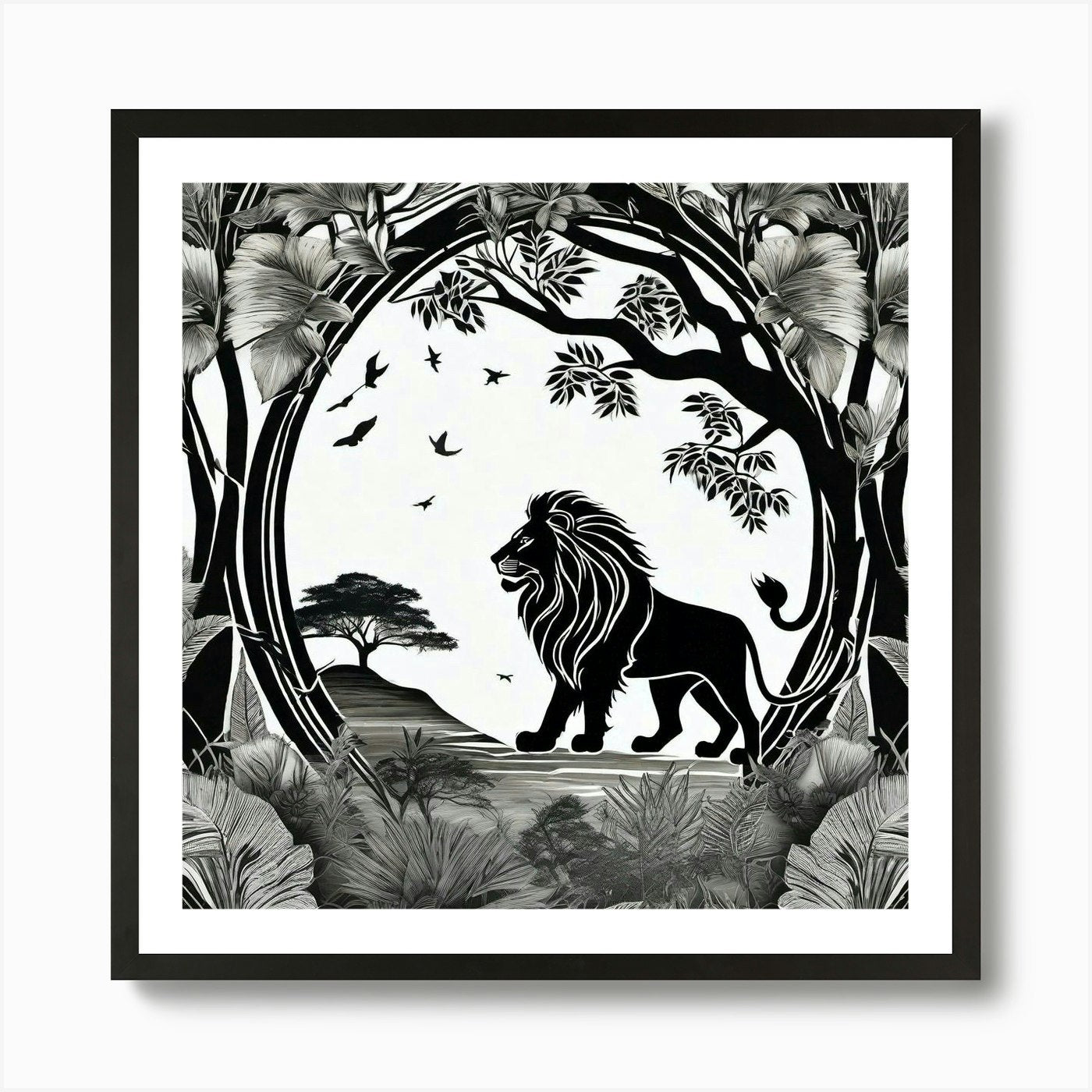 Lion In The Forest 9 Art Print Framed Wall Art Poster Canvas Print Picture