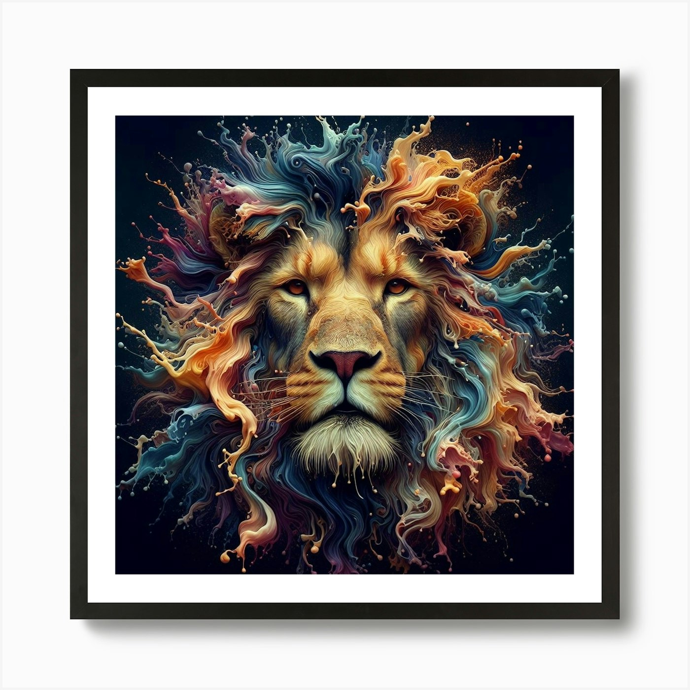 Lion Head 5 Art Print Framed Wall Art Poster Canvas Print Picture