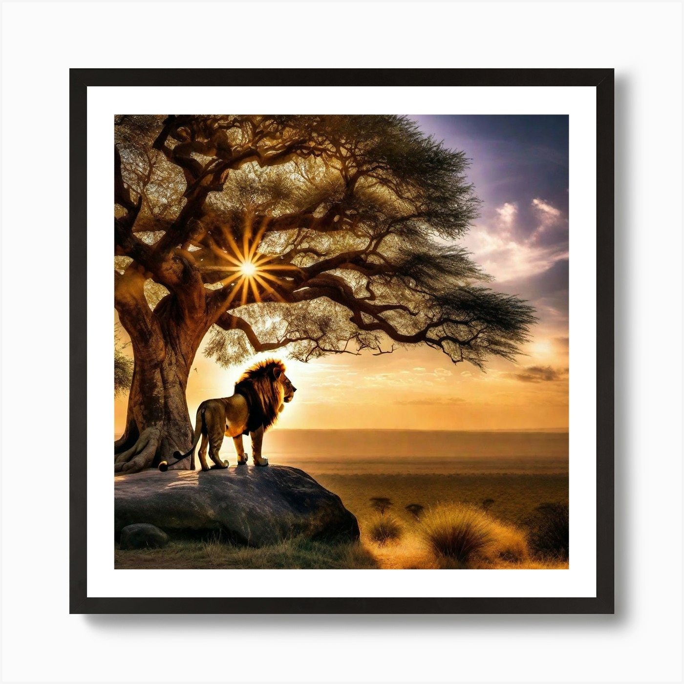 Lion Under The Tree 27 Art Print Framed Wall Art Poster Canvas Print Picture