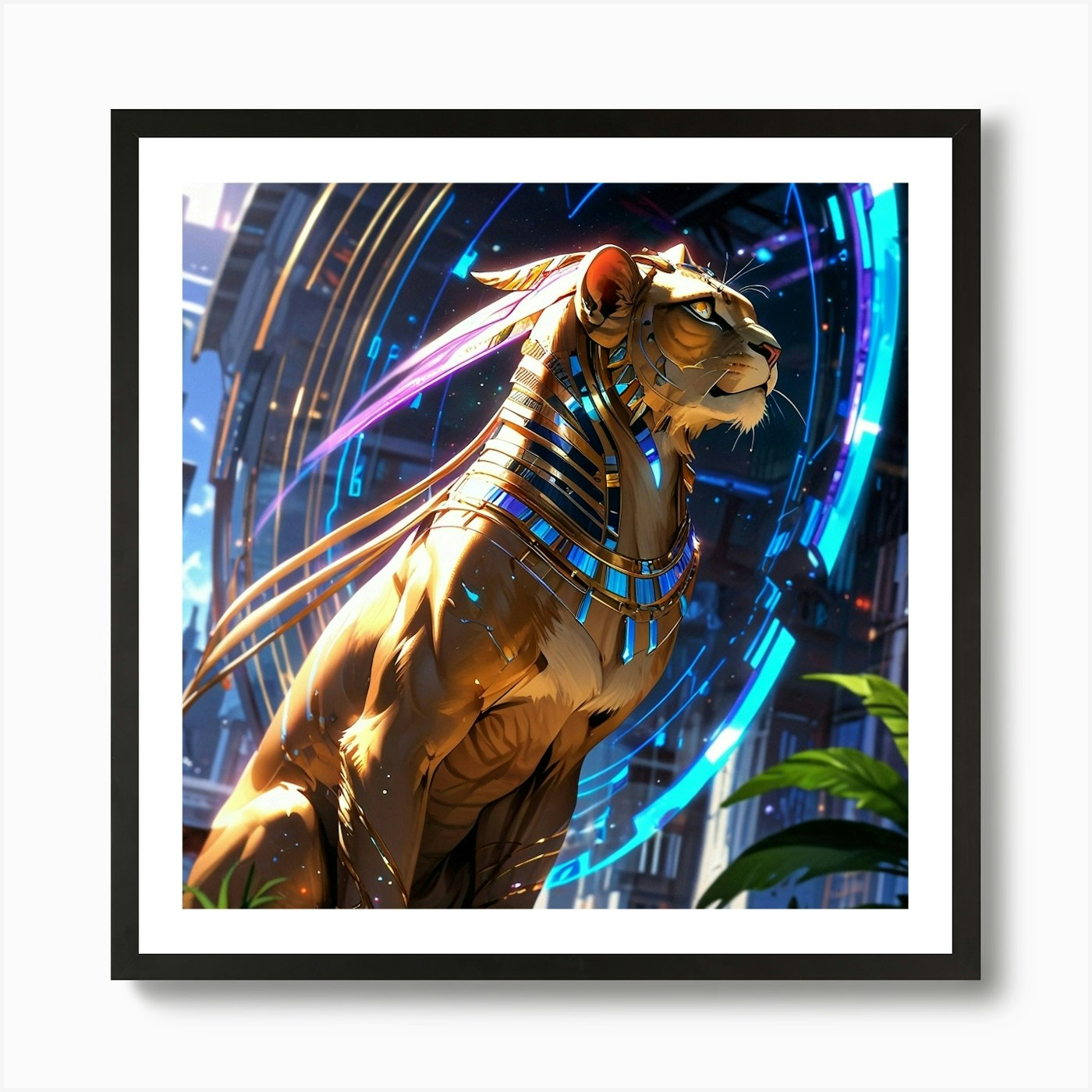 Egyptian Lion 1 Art Print Framed Wall Art Poster Canvas Print Picture