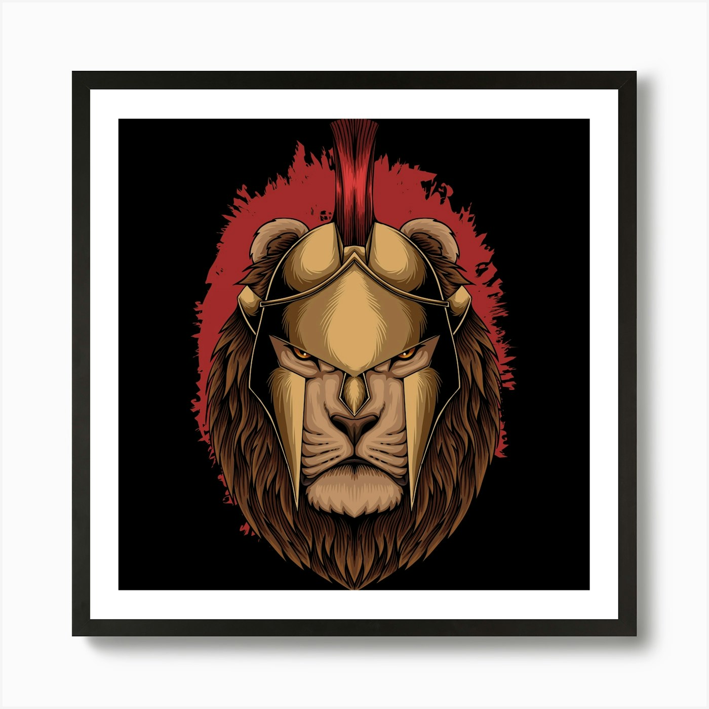 Lion Sparta Helmet Art Print Framed Wall Art Poster Canvas Print Picture