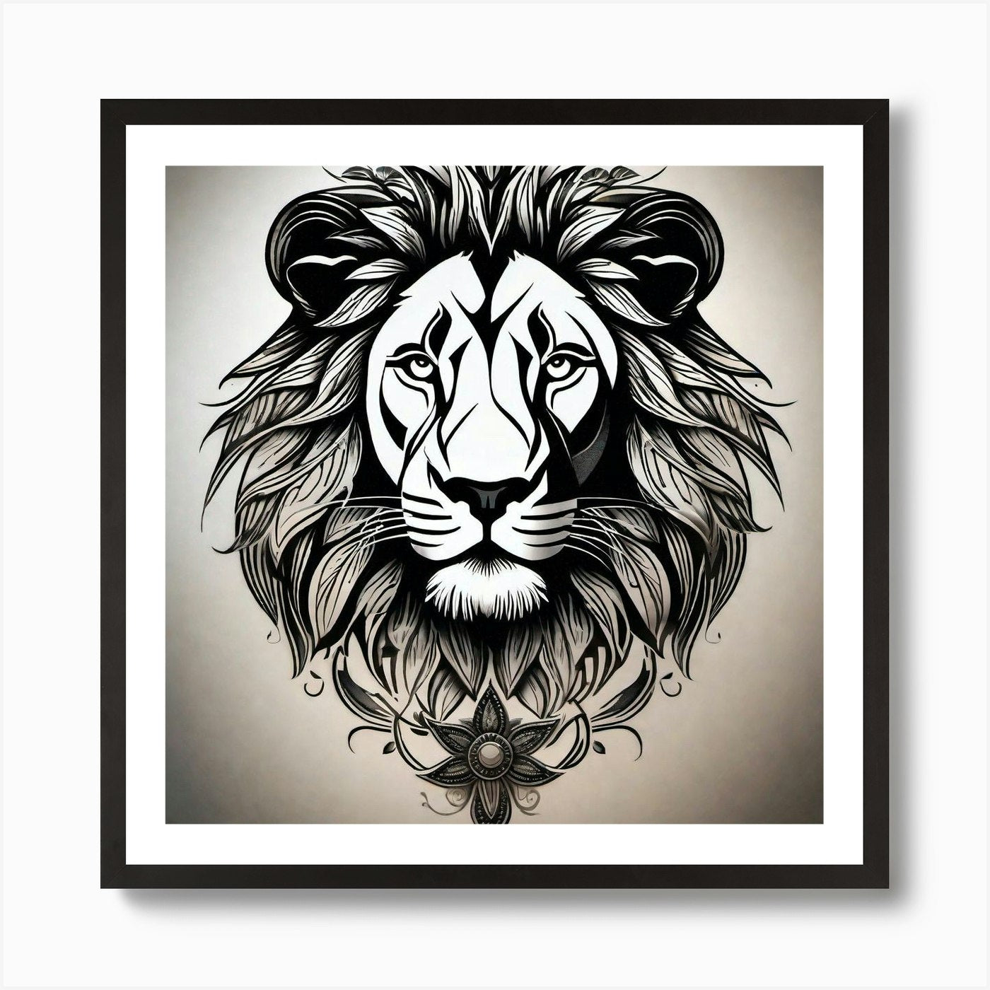 Lion Head Tattoo 8 Art Print Framed Wall Art Poster Canvas Print Picture