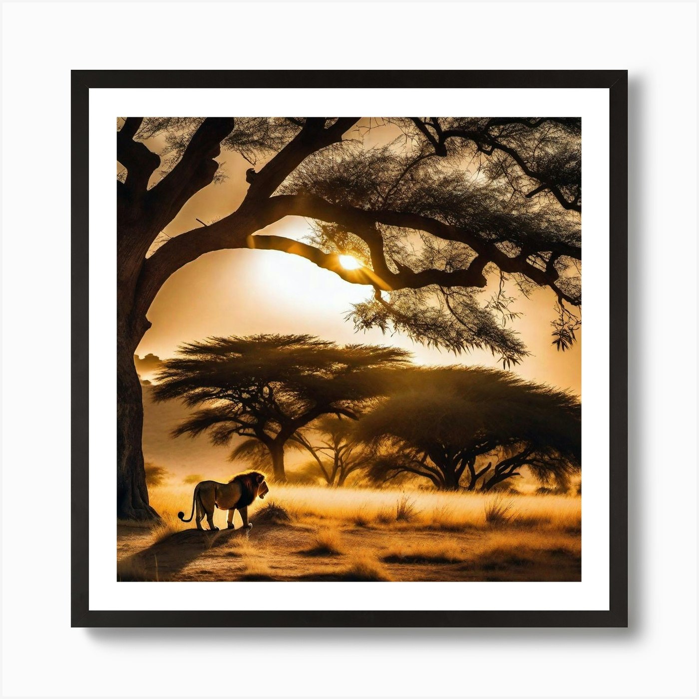 Lion Under The Tree 17 Art Print Framed Wall Art Poster Canvas Print Picture