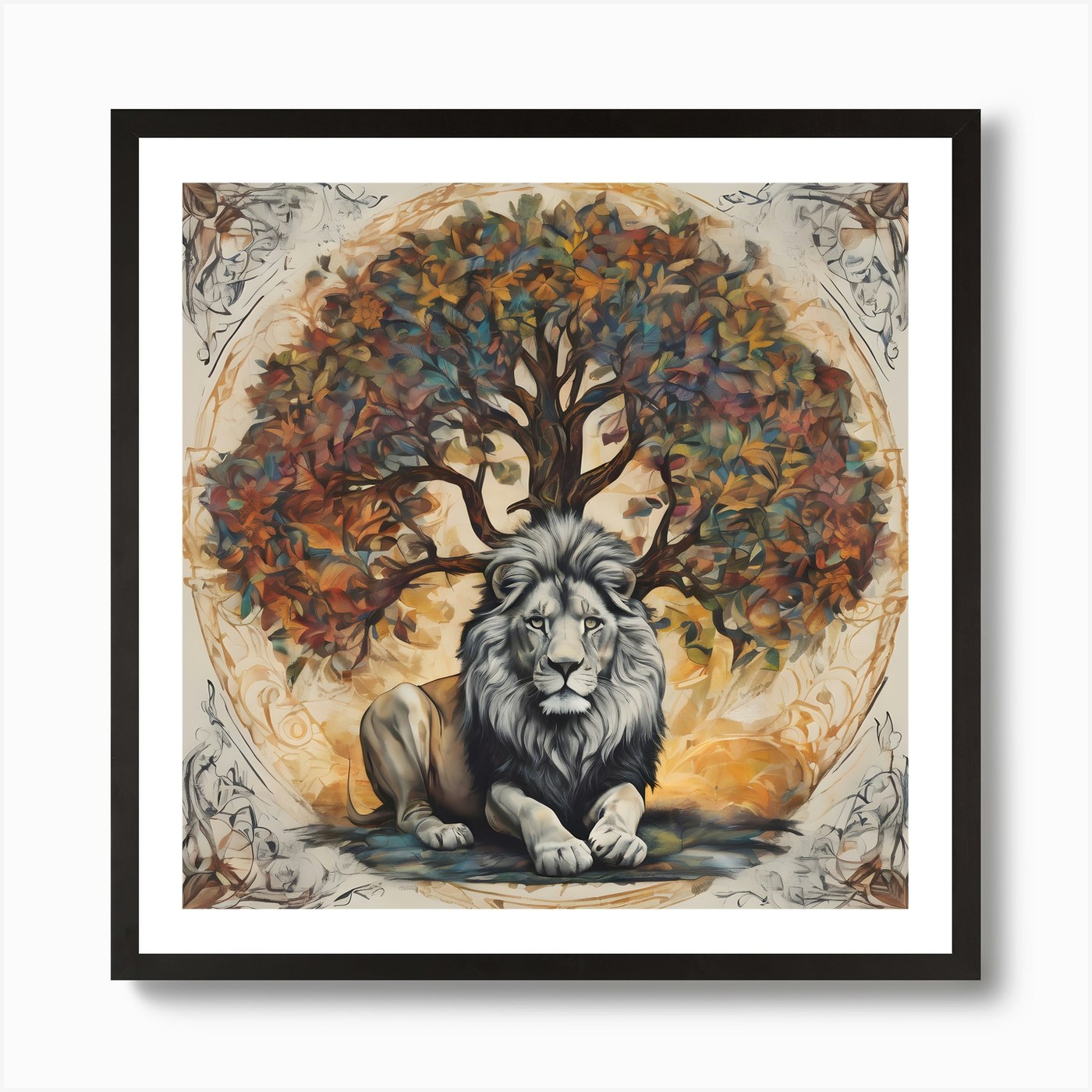 Lion Of The Forest Art Print Framed Wall Art Poster Canvas Print Picture