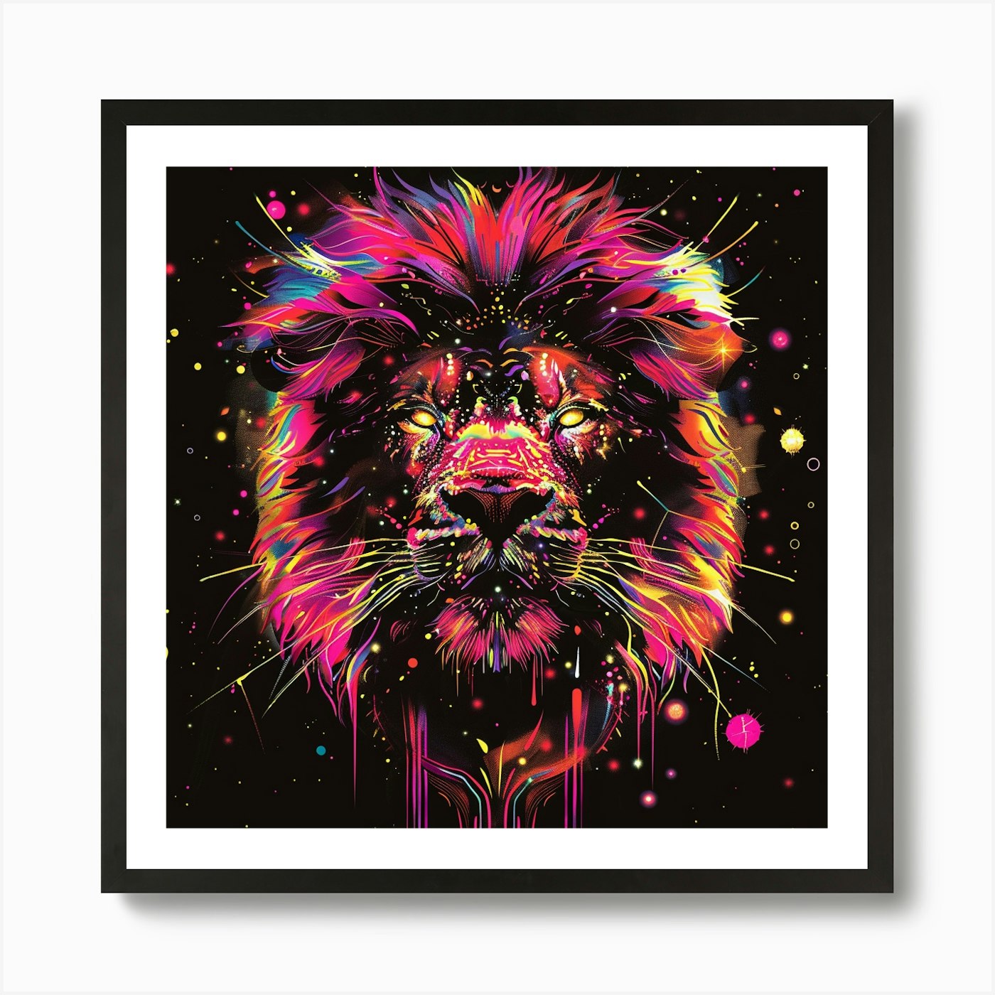 Lion Fire Art Print Framed Wall Art Poster Canvas Print Picture