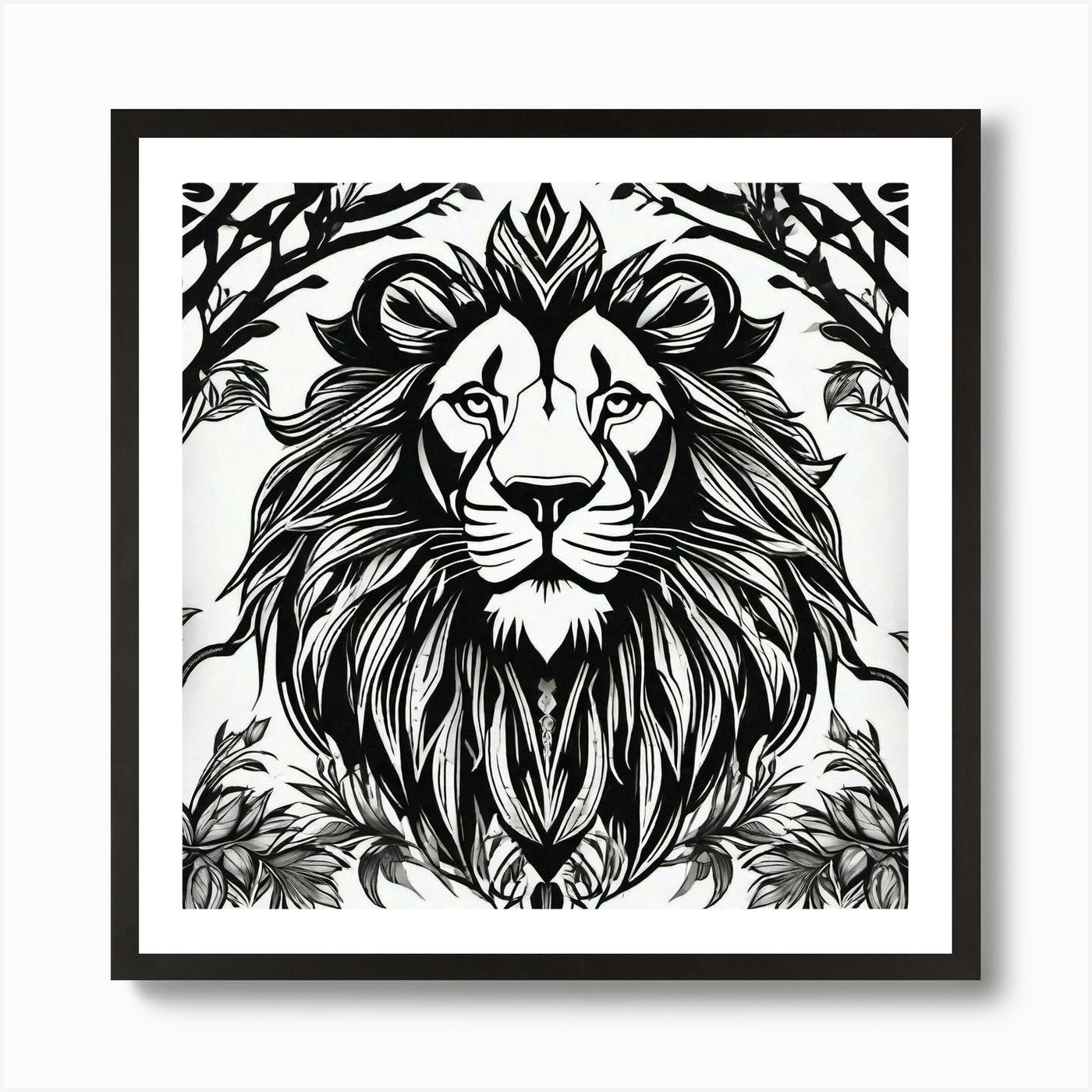 Lion In The Forest 21 Art Print Framed Wall Art Poster Canvas Print Picture