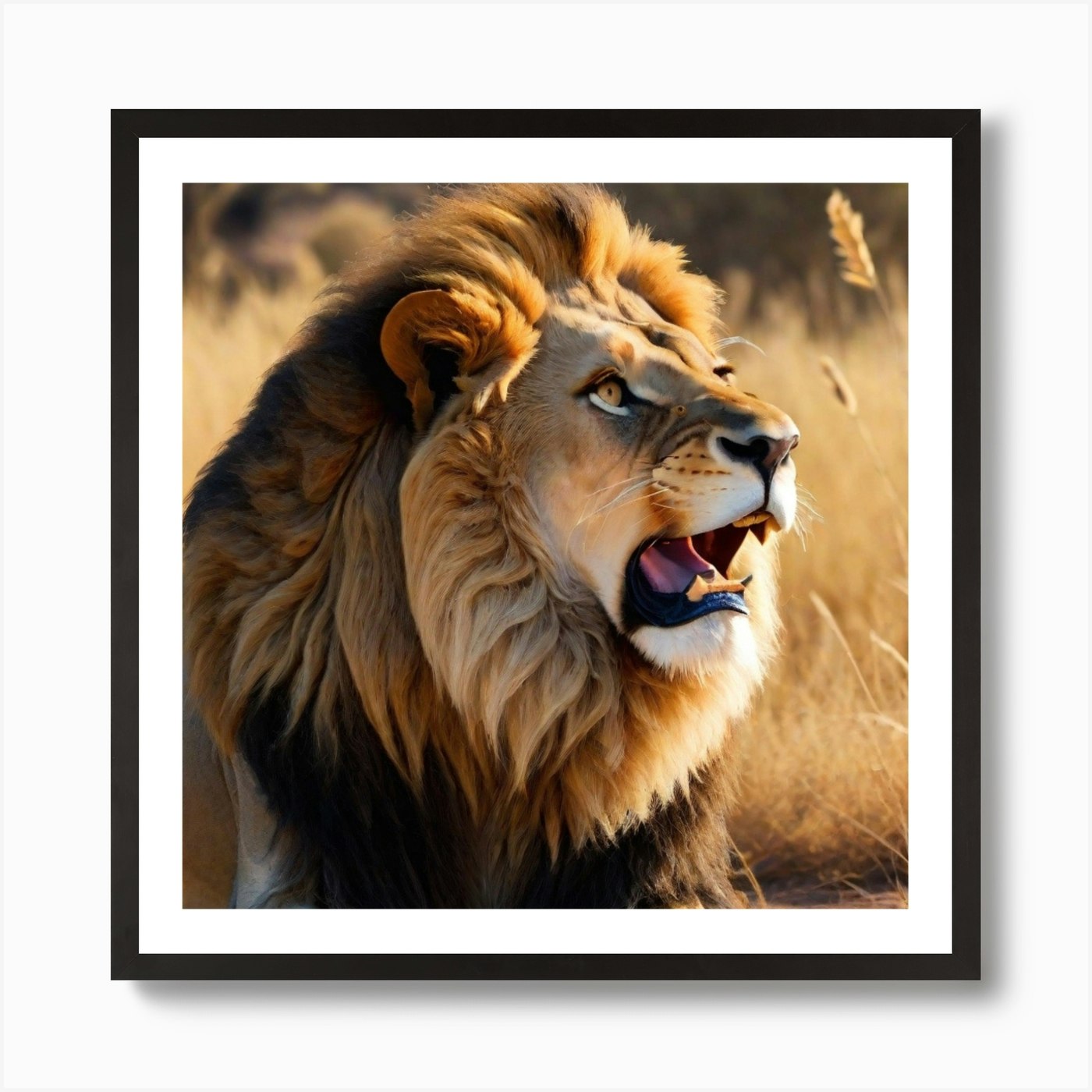 Lion Roaring Art Print Framed Wall Art Poster Canvas Print Picture
