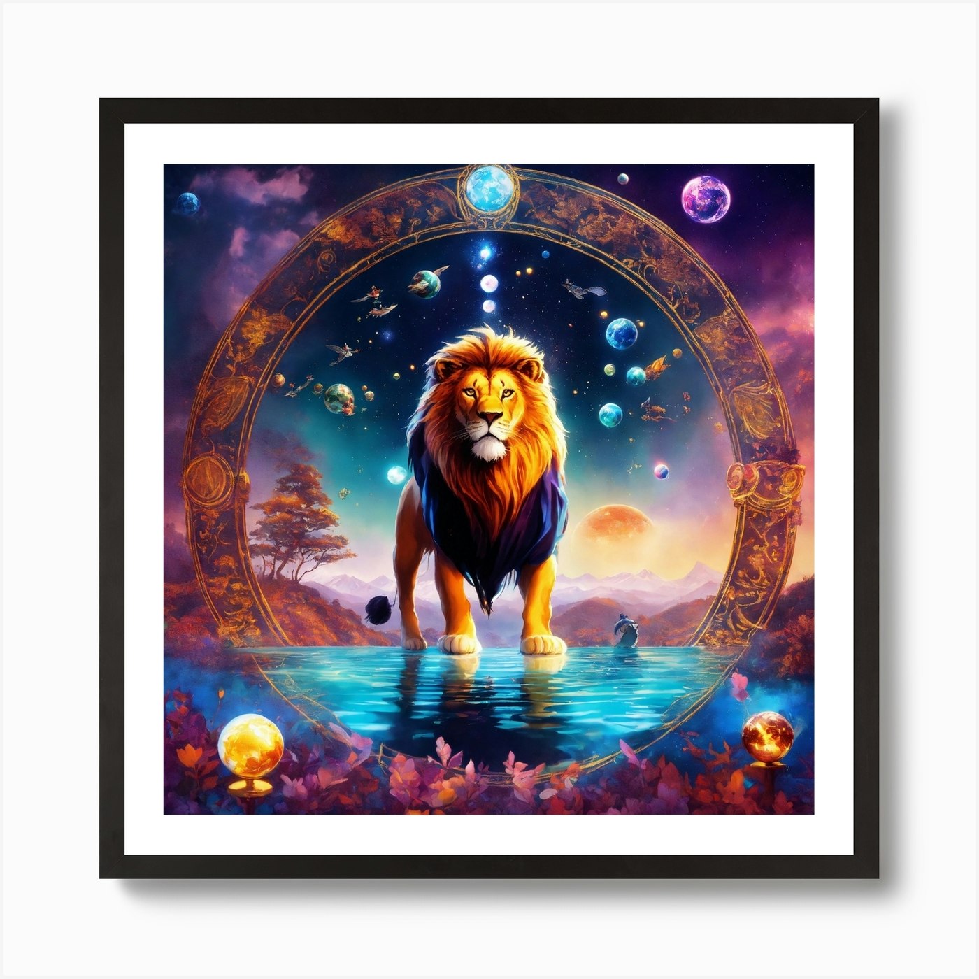 Lion Of The Zodiac Art Print Framed Wall Art Poster Canvas Print Picture