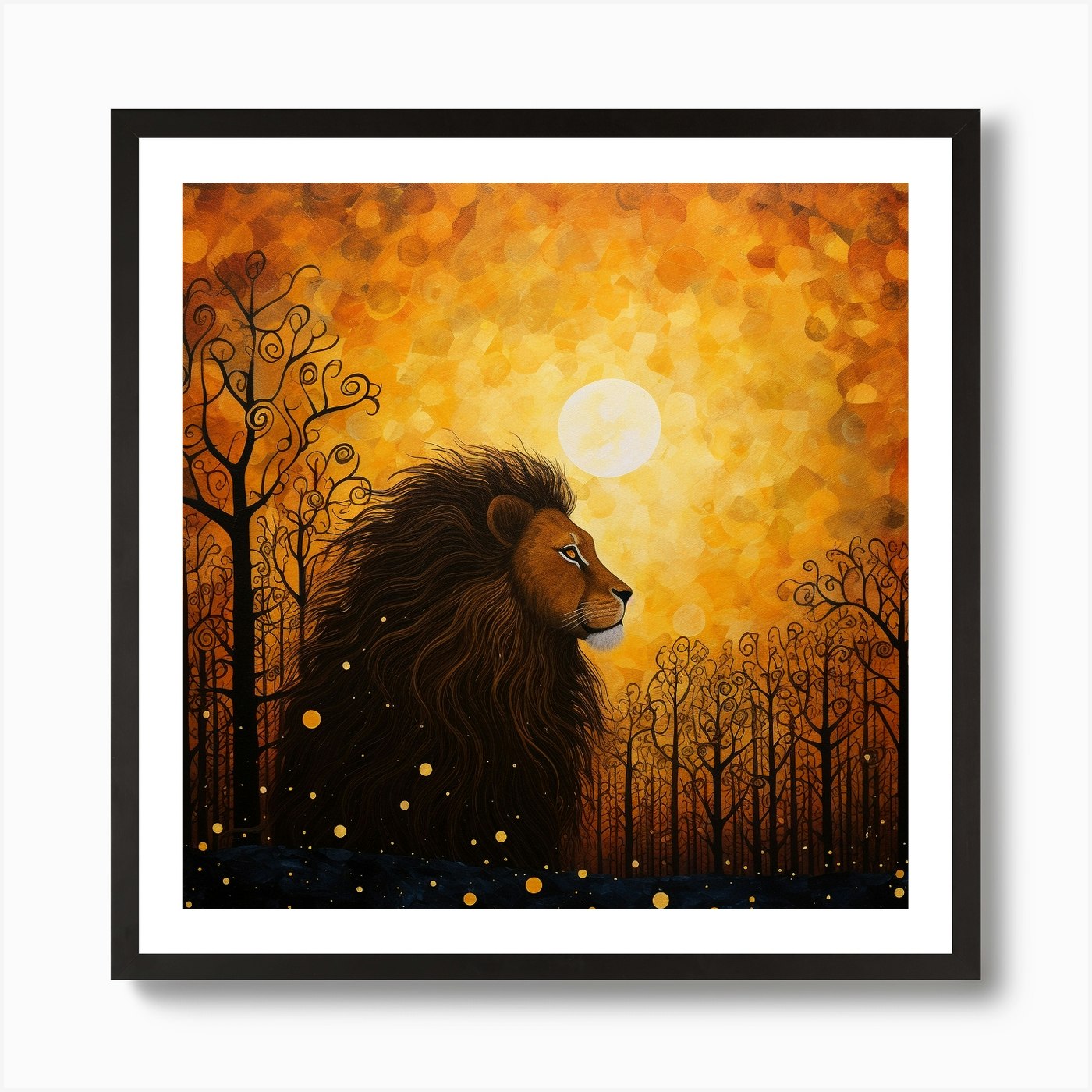 Lion In The Forest 1 Art Print Framed Wall Art Poster Canvas Print Picture