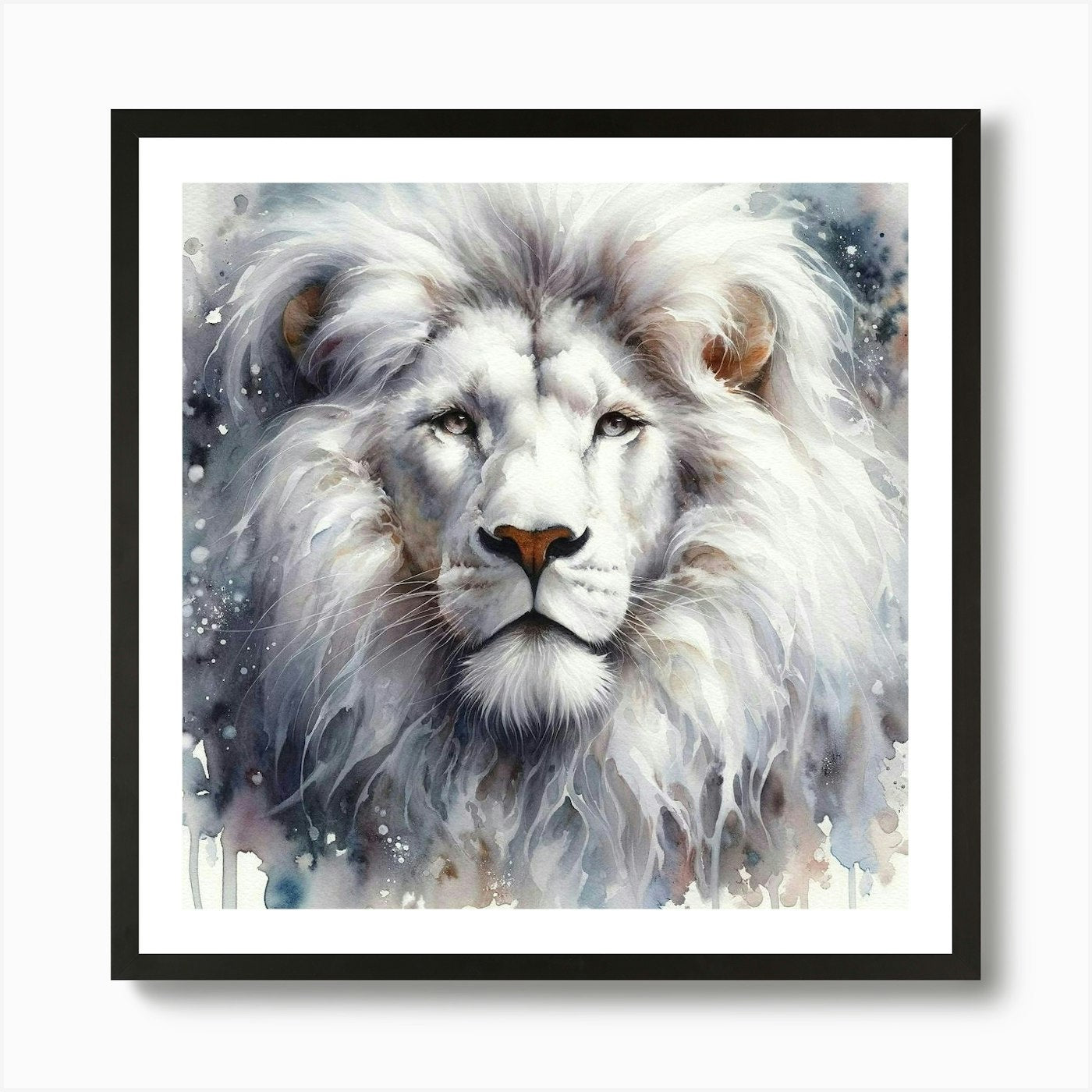 White Lion Art Print Framed Wall Art Poster Canvas Print Picture