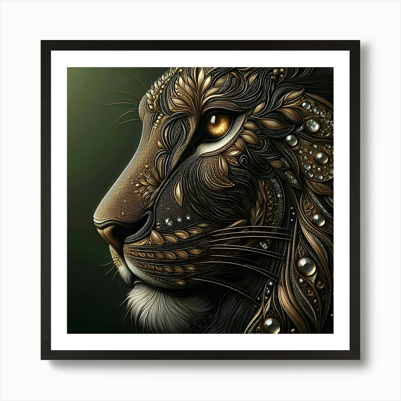 Lion Head 4 Art Print Framed Wall Art Poster Canvas Print Picture