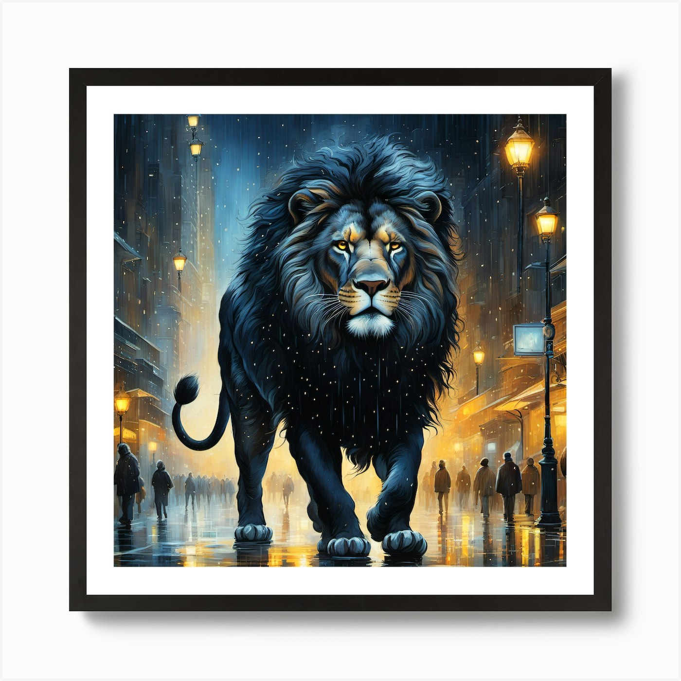 Lion At Night 1 Art Print Framed Wall Art Poster Canvas Print Picture
