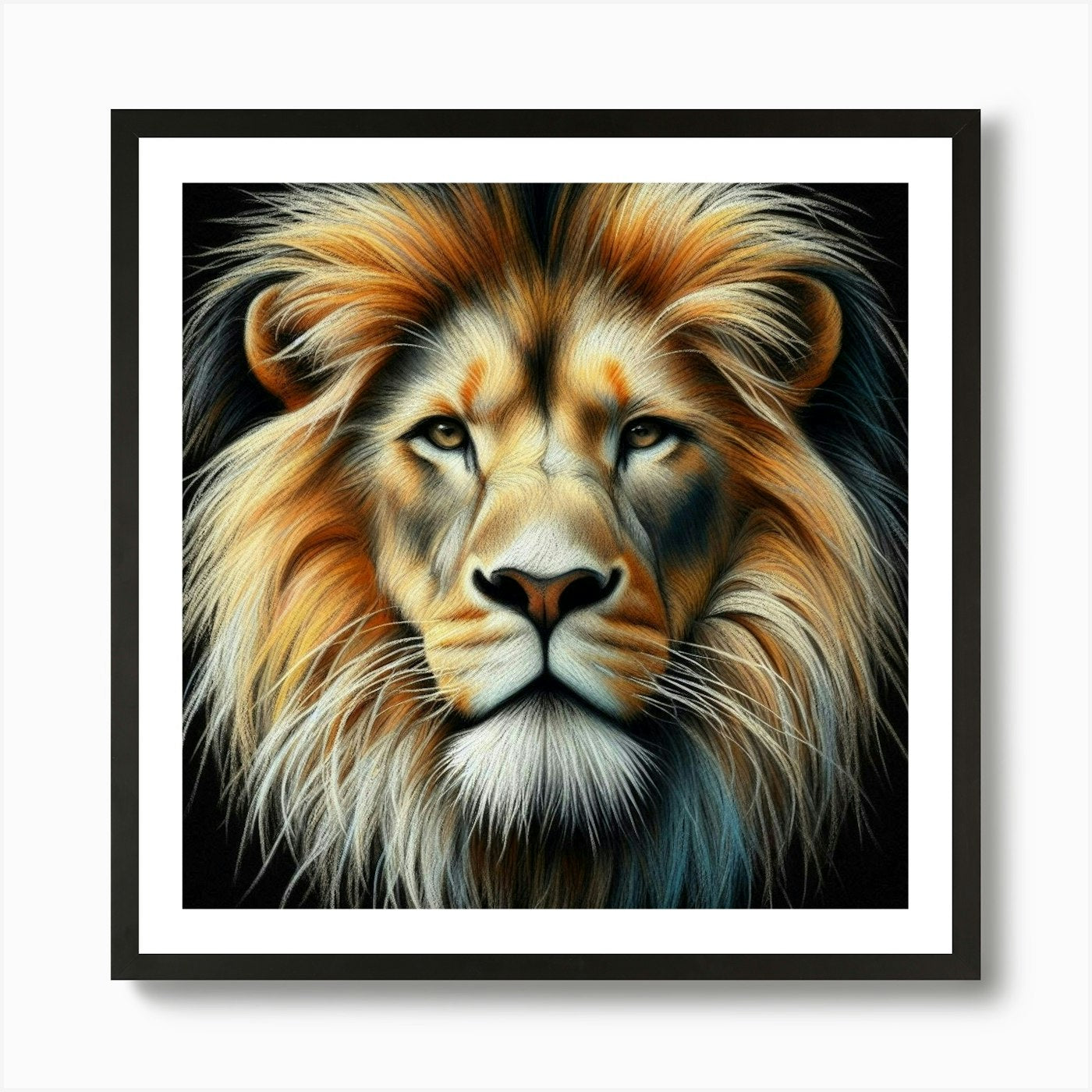 Lion Painting in pastel Art Print Framed Wall Art Poster Canvas Print Picture