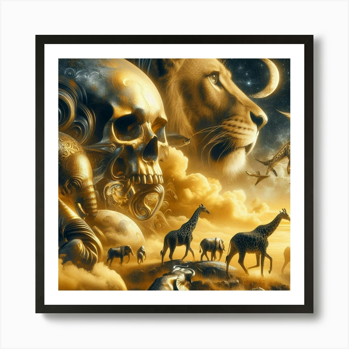 Lions In The Sky 2 Art Print Framed Wall Art Poster Canvas Print Picture