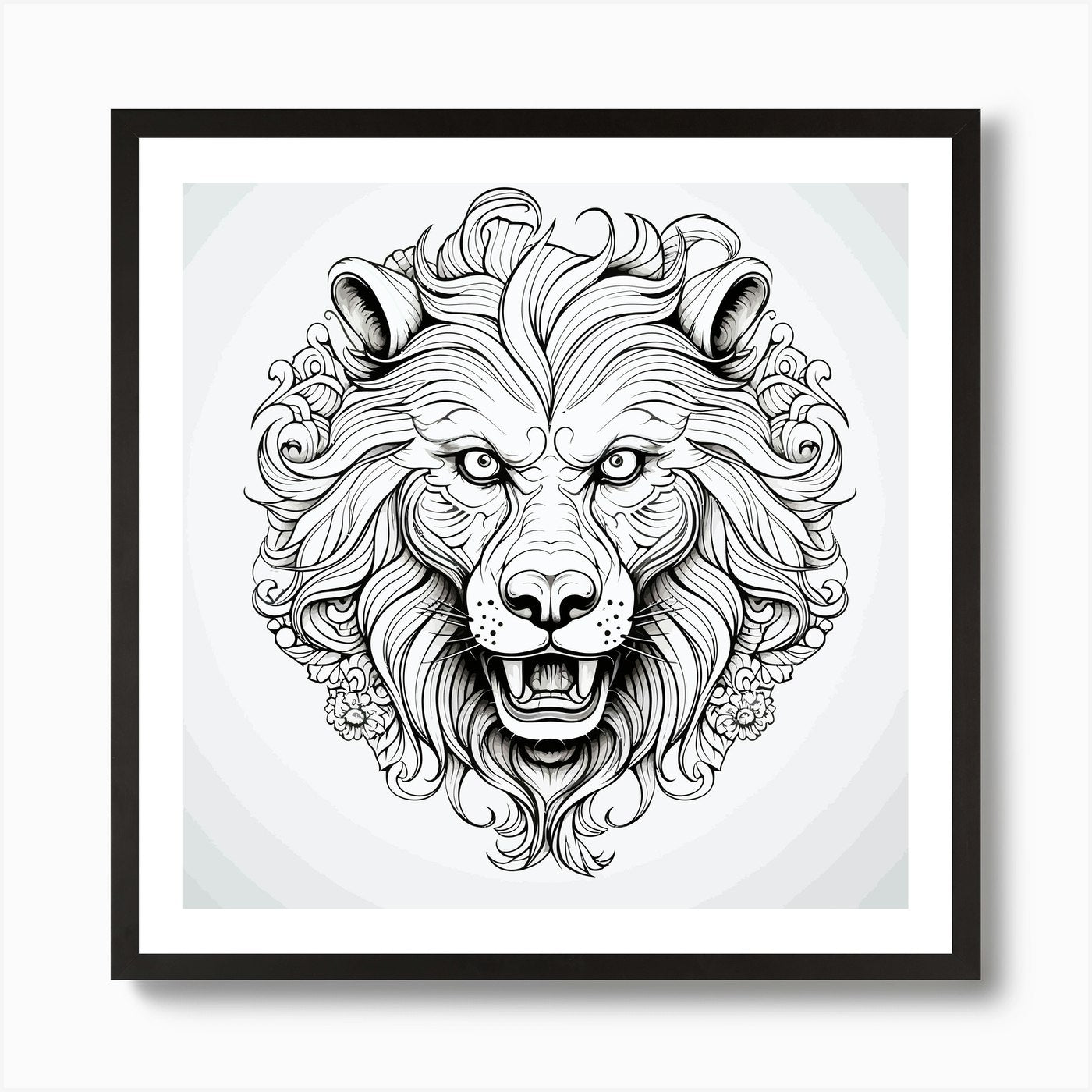 Lion Head Art Print Framed Wall Art Poster Canvas Print Picture