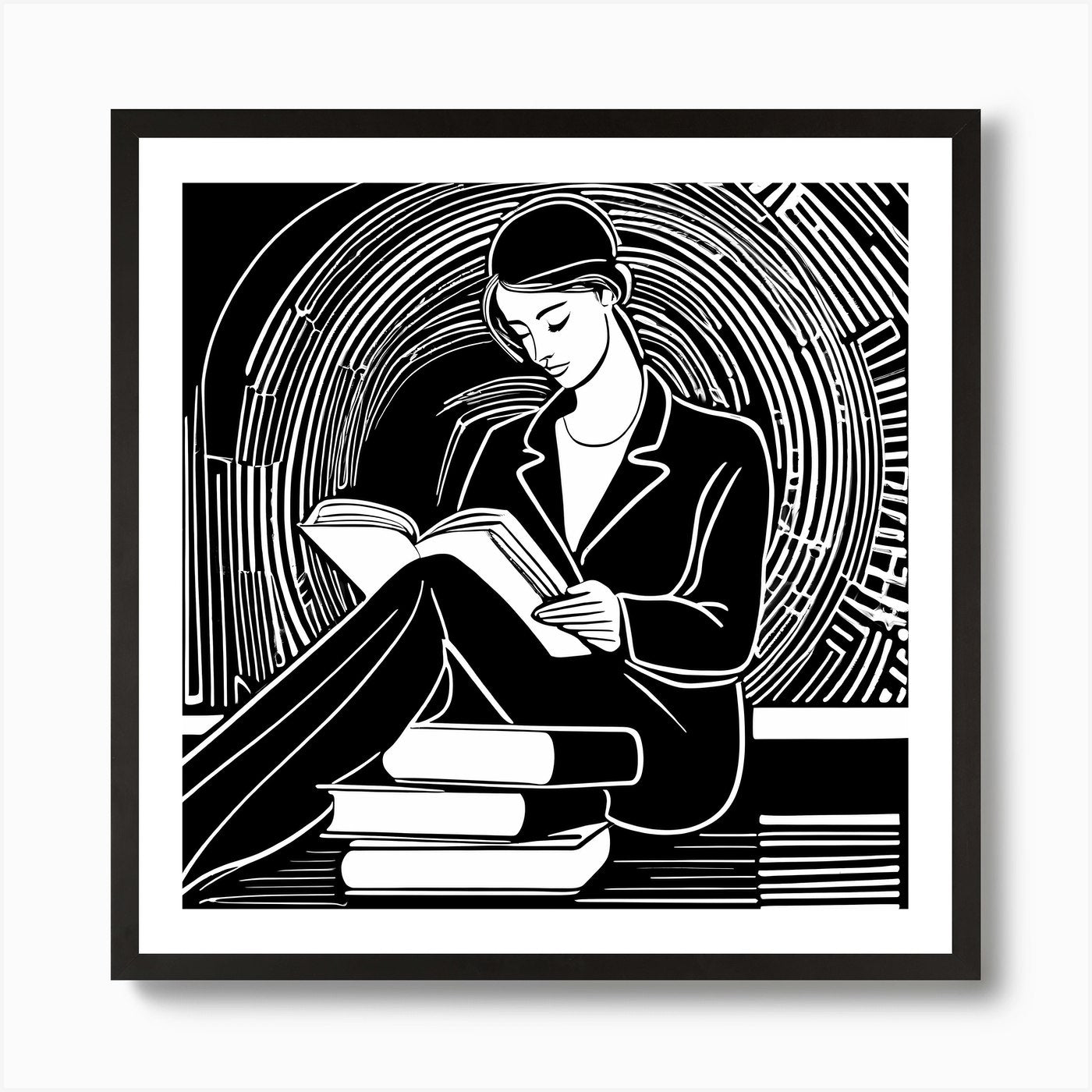 Just a girl who loves to read, Lion Framed Wall Art Poster Canvas Print Picture