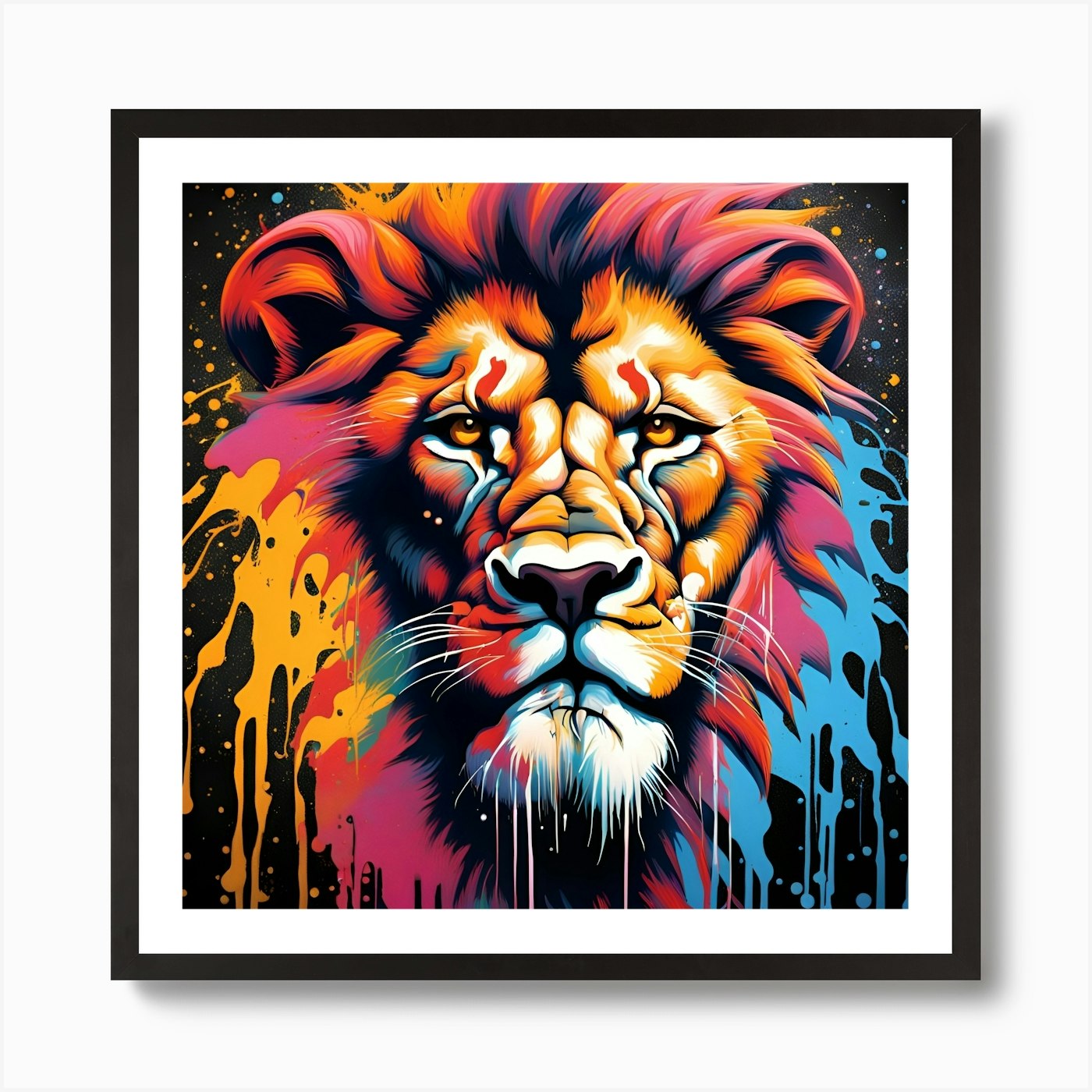 Colorful Lion Art Print Framed Wall Art Poster Canvas Print Picture