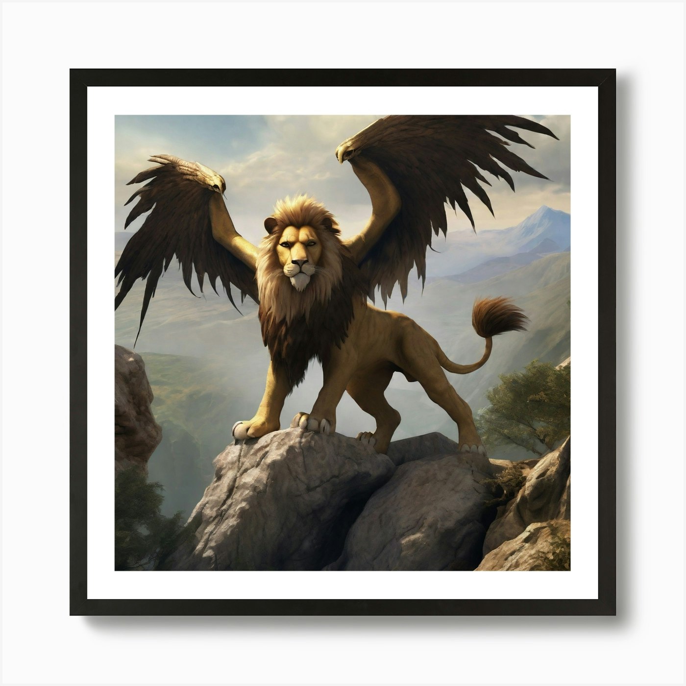 Lion Of The Gods Art Print Framed Wall Art Poster Canvas Print Picture