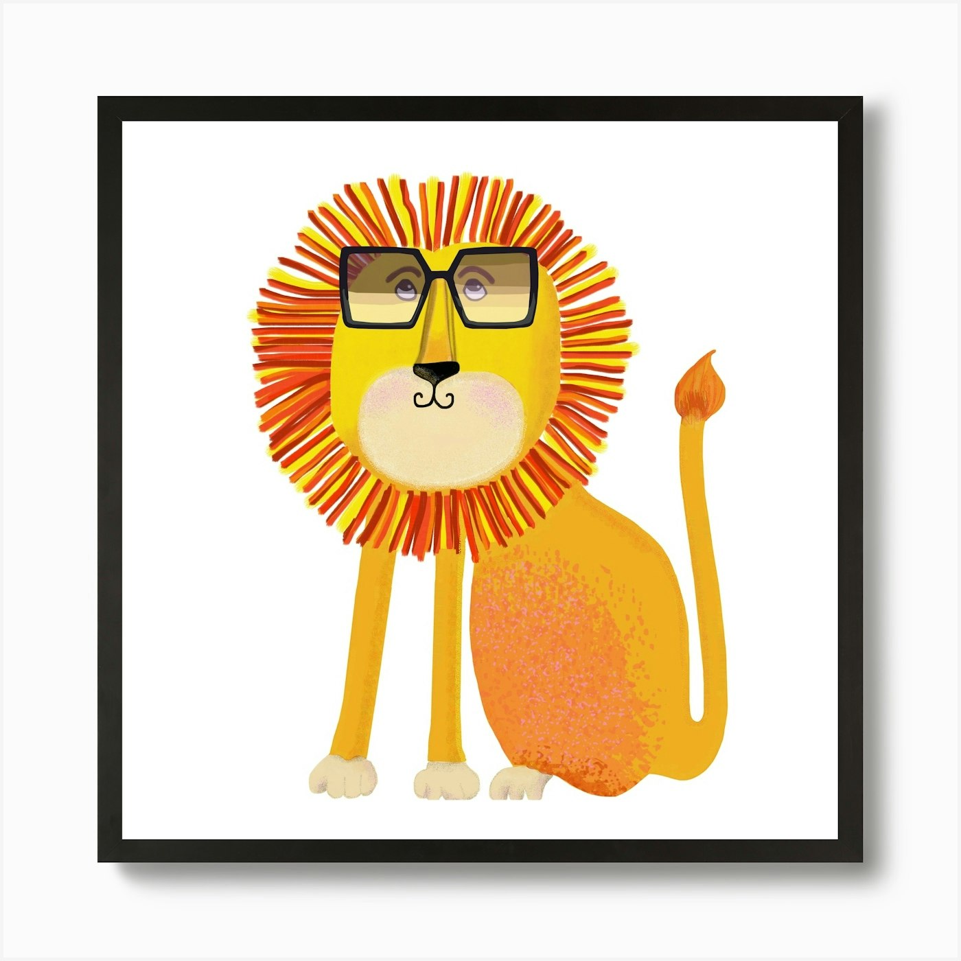 Lion With Glasses Art Print Framed Wall Art Poster Canvas Print Picture