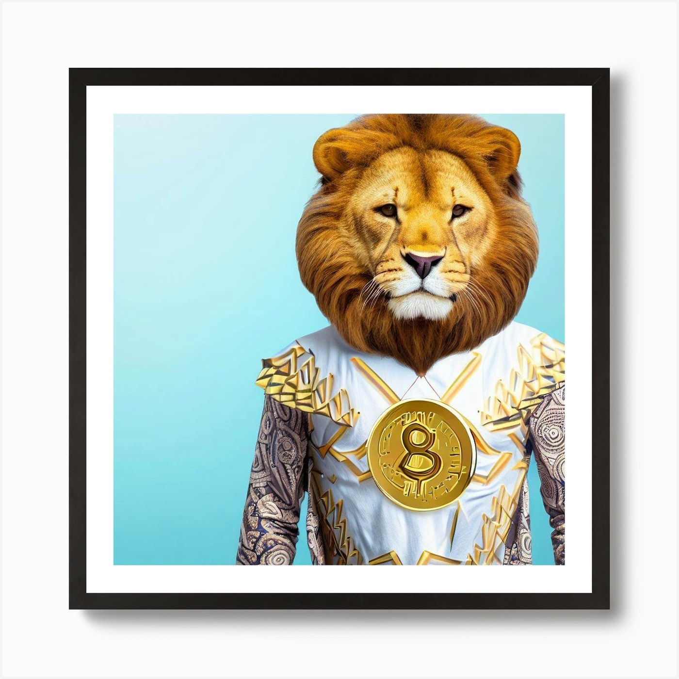 Bitcoin Lion Art Print Framed Wall Art Poster Canvas Print Picture
