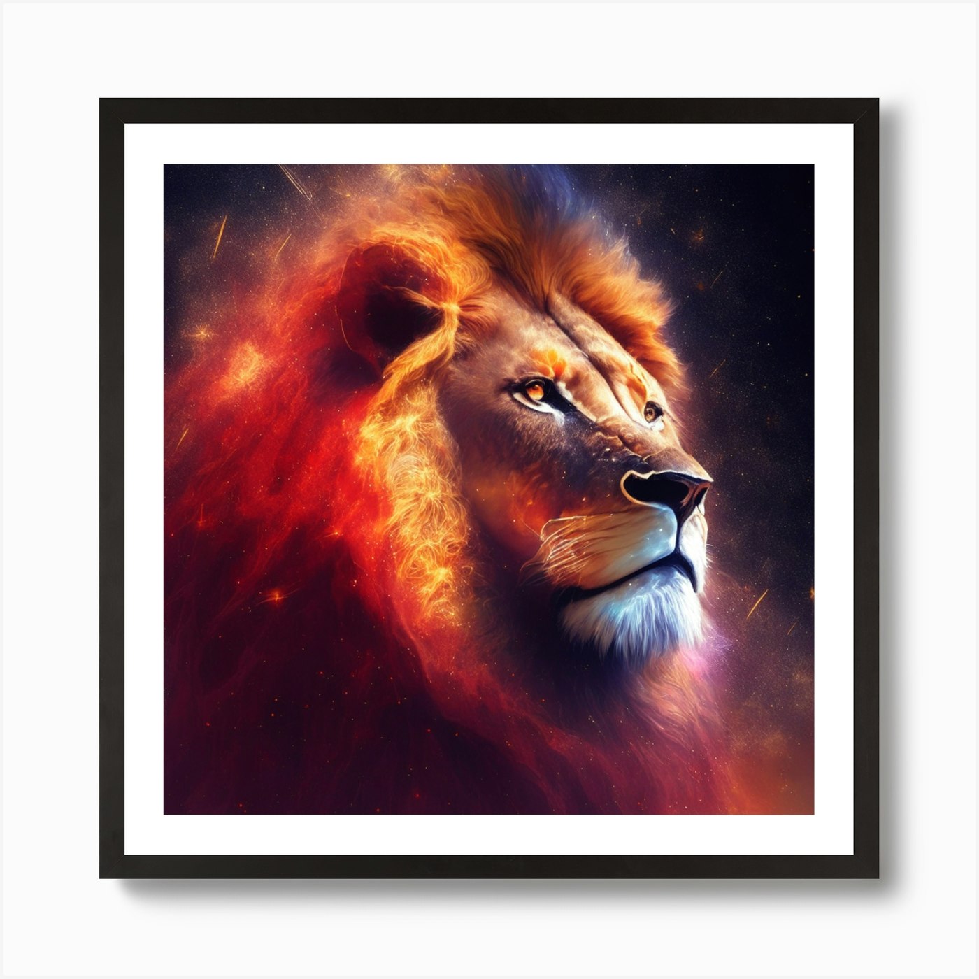 Fire Lion Art Print Framed Wall Art Poster Canvas Print Picture