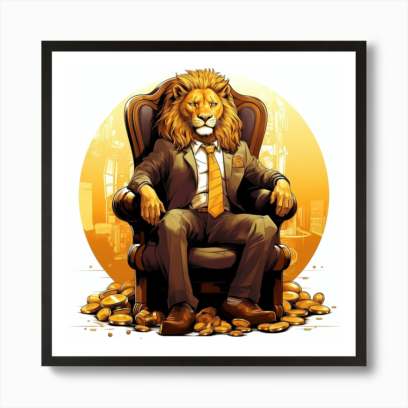 Businessman Lion 1 Art Print Framed Wall Art Poster Canvas Print Picture
