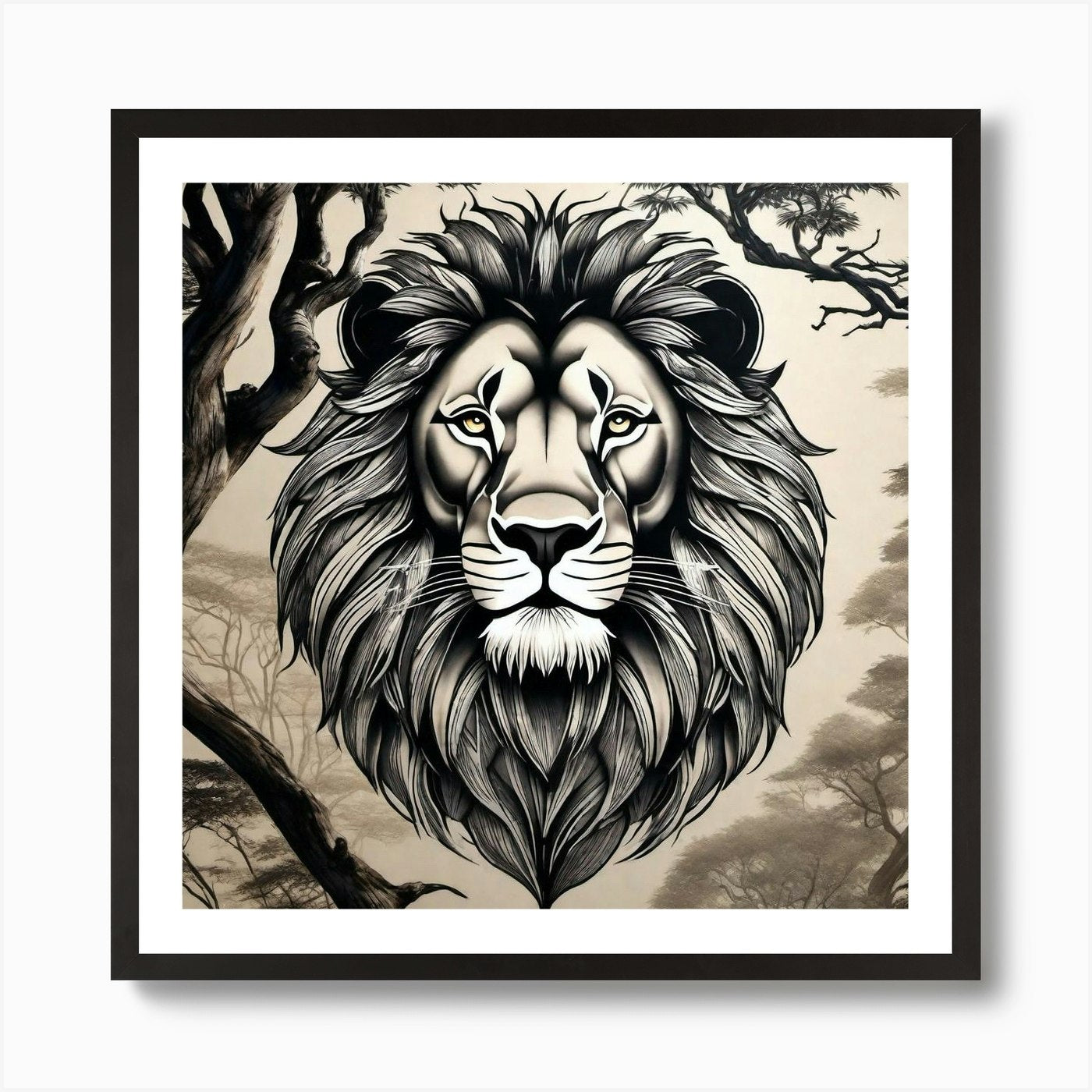 Lion Head 22 Art Print Framed Wall Art Poster Canvas Print Picture